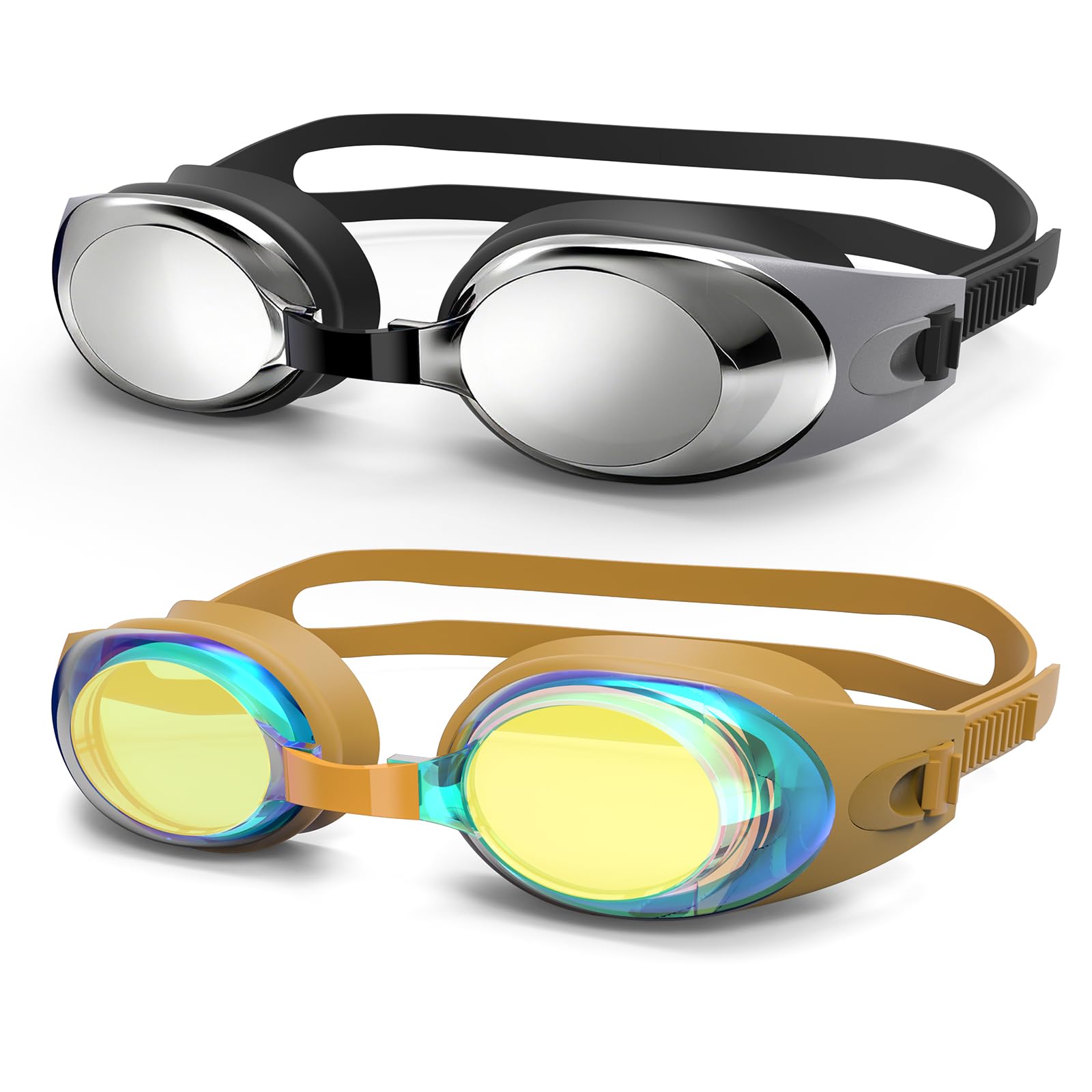 LOEO Kids Swim Goggles, 2 Pack Swimming Goggles for 8-15 Children Teenager, Quick Adjust Strap, Anti Fog, UV Protection, Waterproof