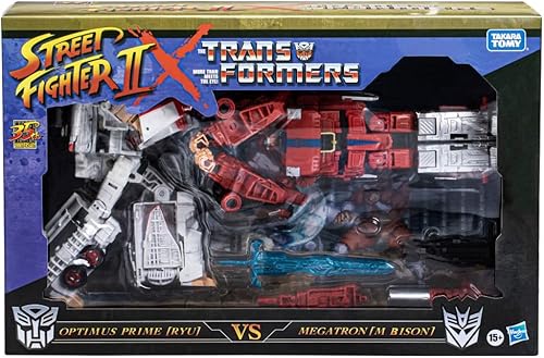 Transformers Colaborativo Street Fighter II Mash-Up, Optimus Prime Ryu contra Megatron M. Bison