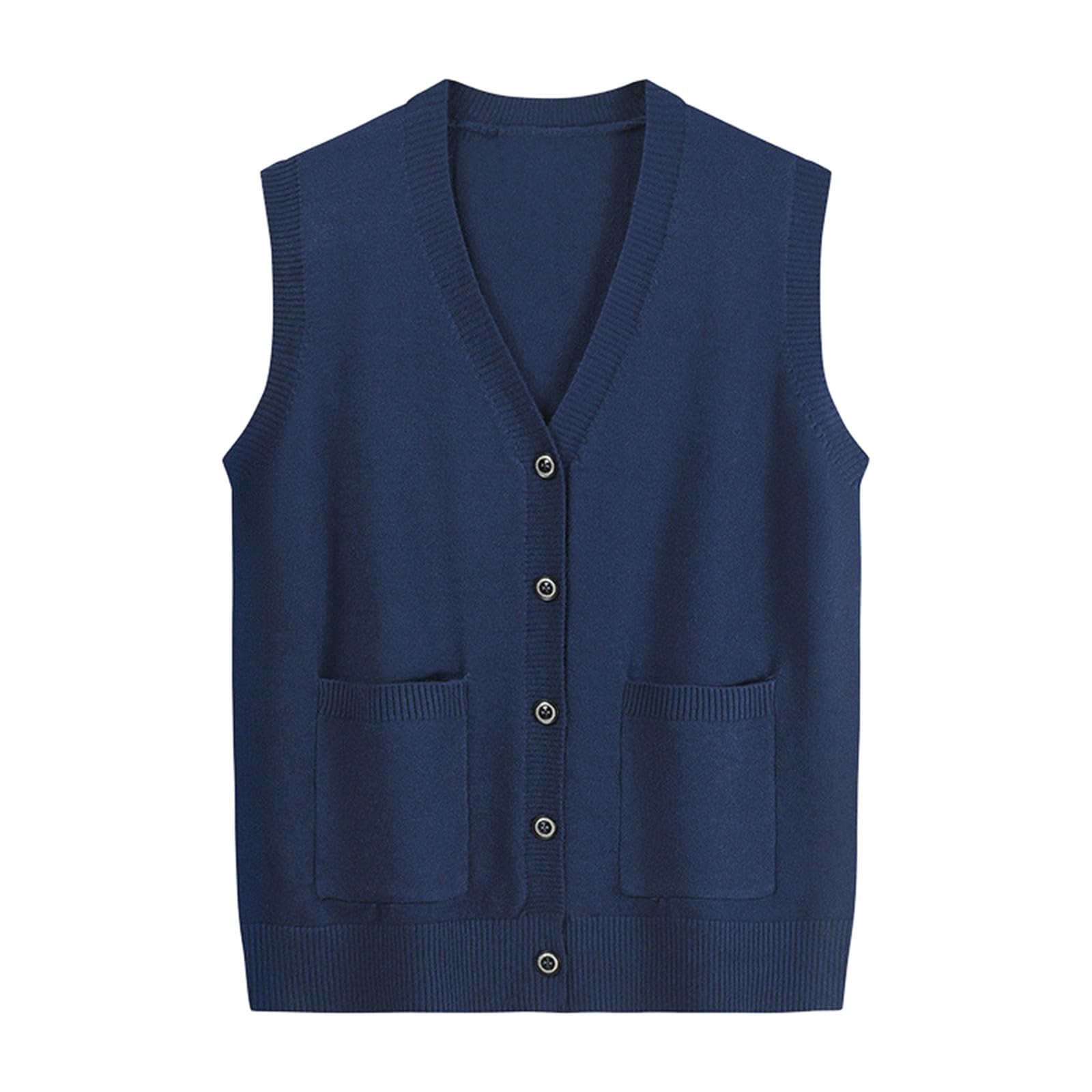Jersey gris para mujer, con botón cálido, de algodón, jersey, chaleco, invierno, beige, cuello en V, jersey de punto para mujer, clásico, sin mangas, chaleco de punto