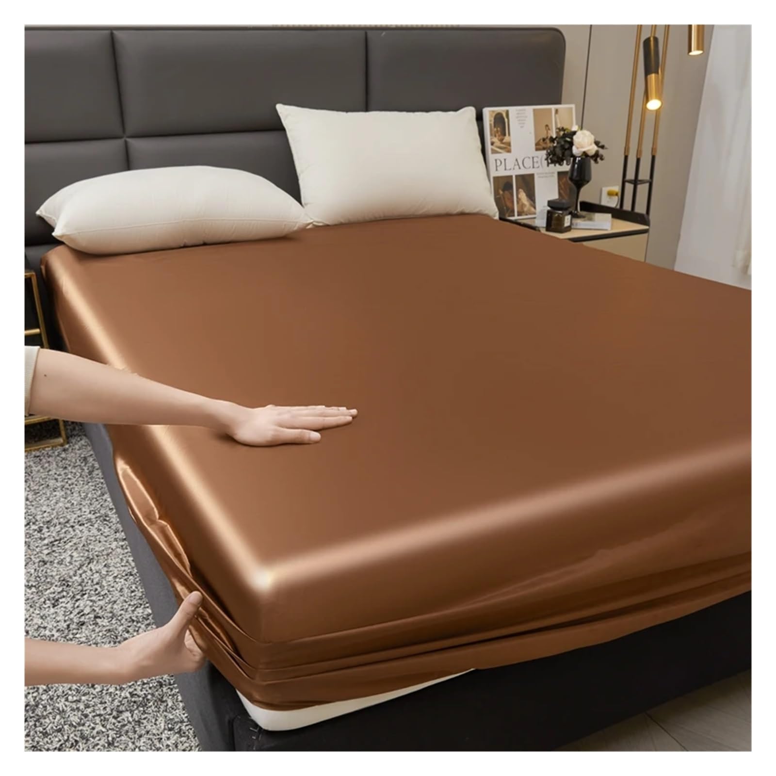 Drap housse en satin imperméable 150x200 idéal pour des nuits douces et sereines