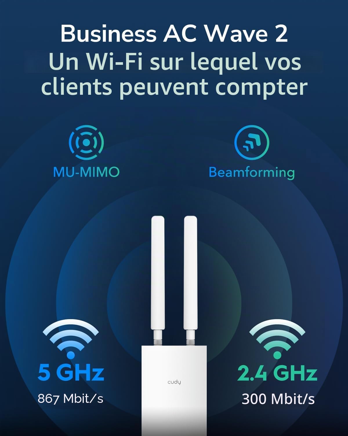 Cudy Outdoor AC1200 Point D'accès Gigabit, Extension WiFi Extérieure, Étanche IP65, Beamforming, MU-MIMO, Prise en Charge du Maillage, AP1300 Outdoor