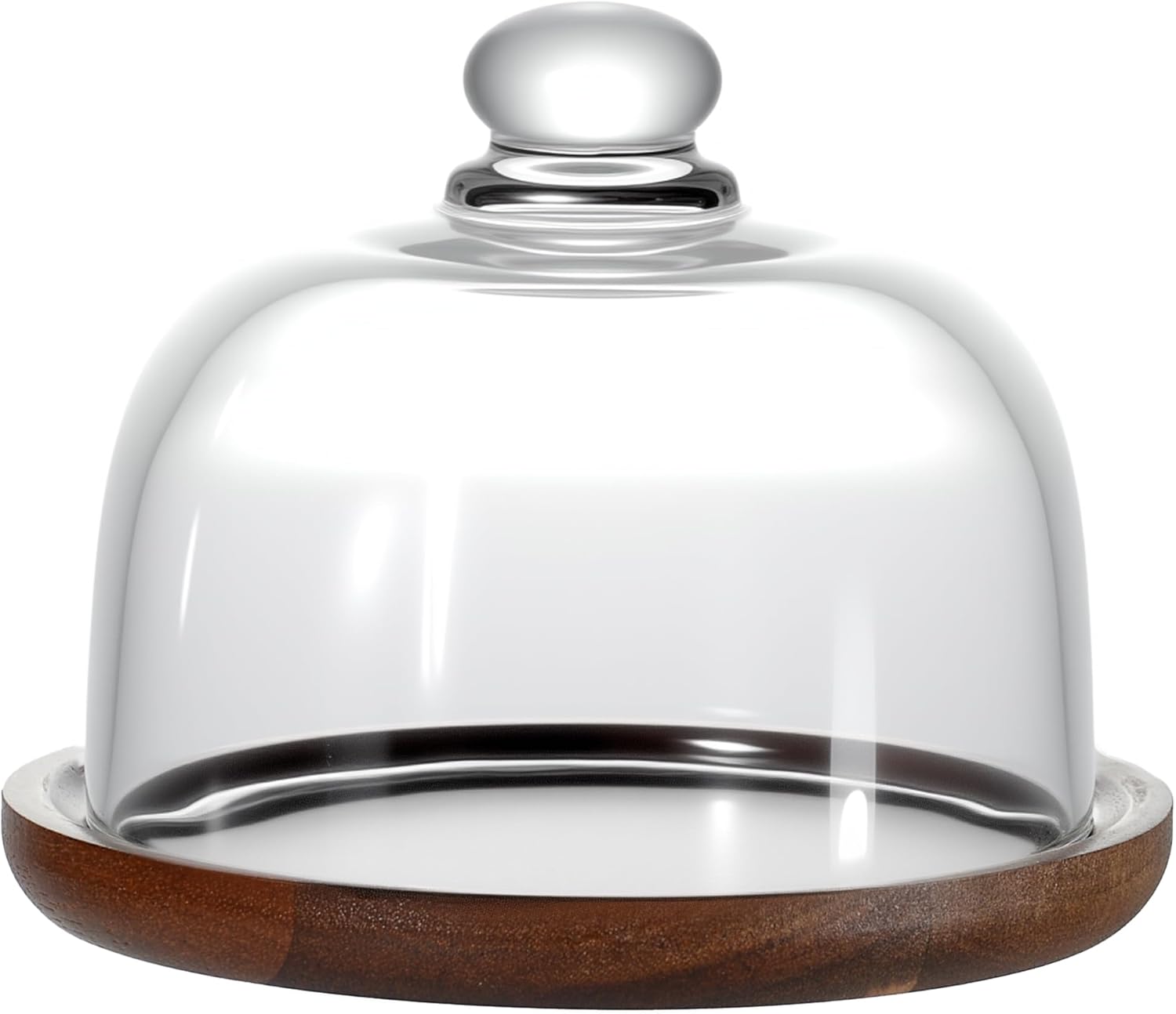 Butter Dish with Lid, 6 inch Clear Glass Domed Cheese Dish with Handle, Large Round Butter Tray with Cover, Cute Dessert Serving Bowl for Table, Kitchen Countertop, Refrigerator