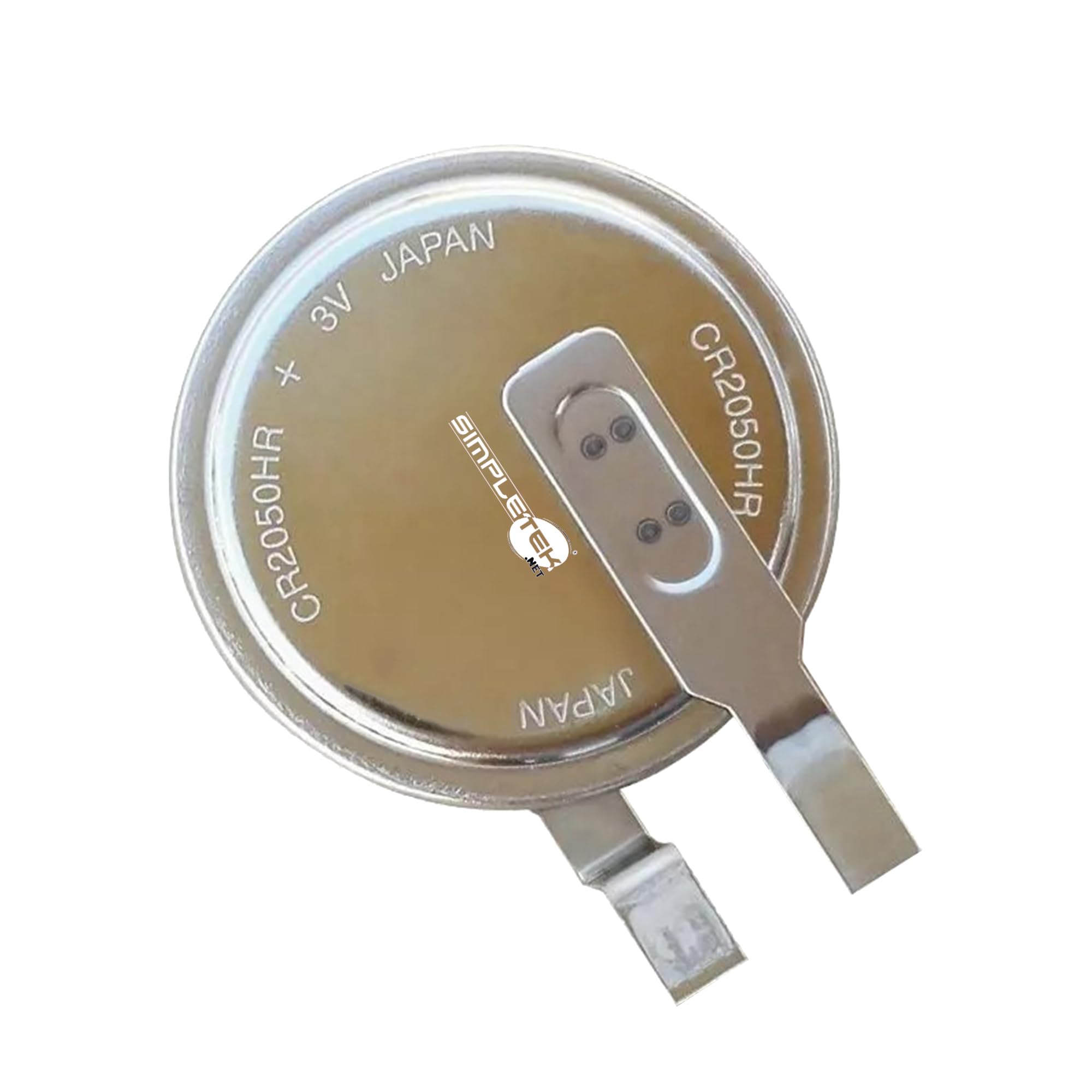 SIMPLETEK - 3 pilas de botón CR2050 CR2050HR BR2050 LM2050 2050 3 V pilas de litio con conectores para soldar contactos planos, no recargable (3 unidades)