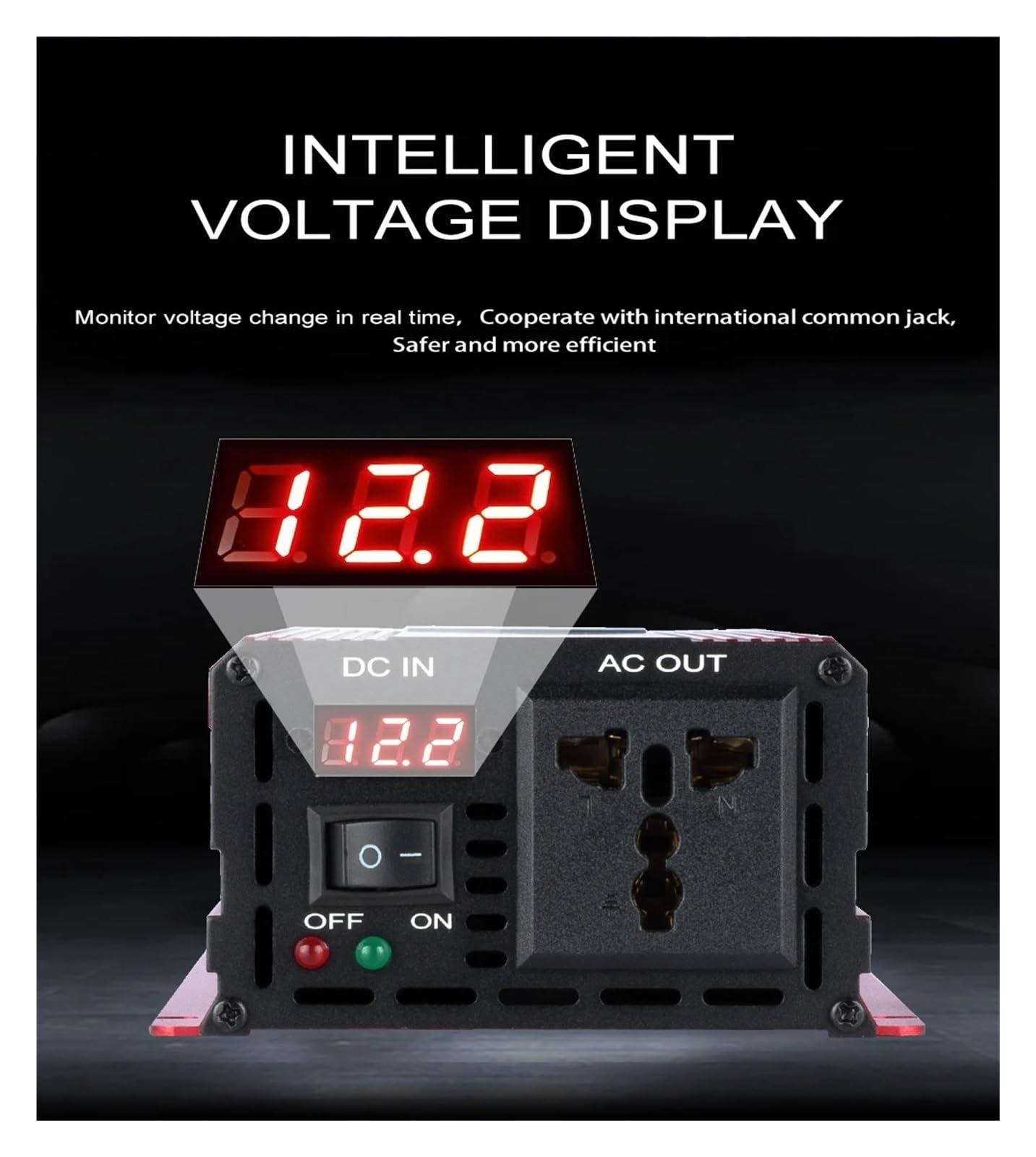 Convertidor Inversor Universal Onda Sinusoidal Pura 1800 W/2200 W/3000 W Convertidor Potencia 50/60 Hz CC 12 V 24 V 48 V 60 V A 110 V-240 V con Pantalla LCD Transformador(1000W,12V,220V-240V 50HZ)