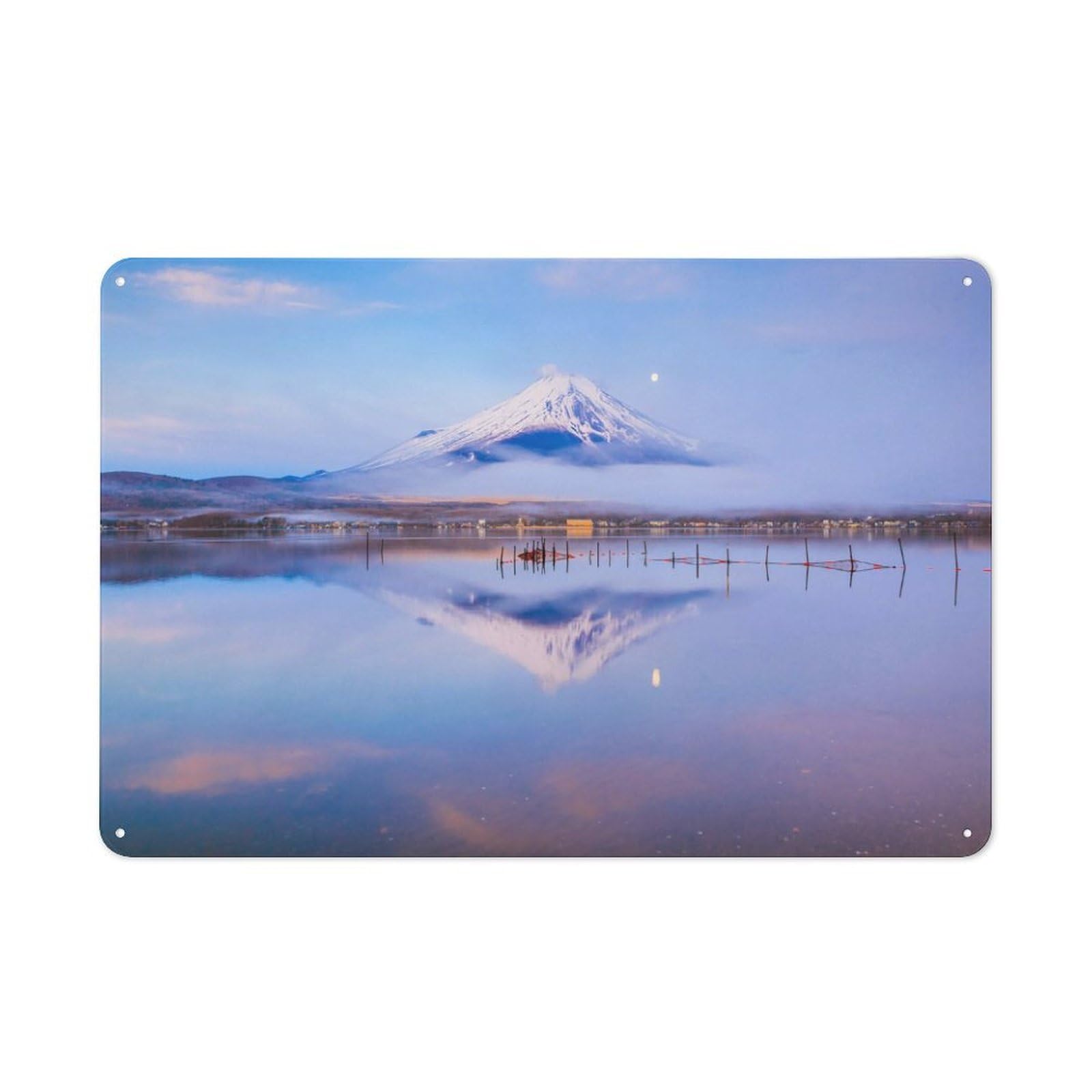 Junmoney Style-5 Modern Vintage Fuji At Lake Yamanaka Metal Desk Wall Sign 20X30cm, Office Wall Decor For Office, Study, Studio Or Hallway