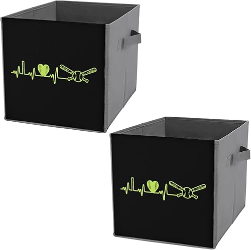 Miniatura 1 de Contenedores de almacenamiento de softball Heartbeat con asas, cubos organizadores de armario y cajas de almacenamiento, cesta plegable para