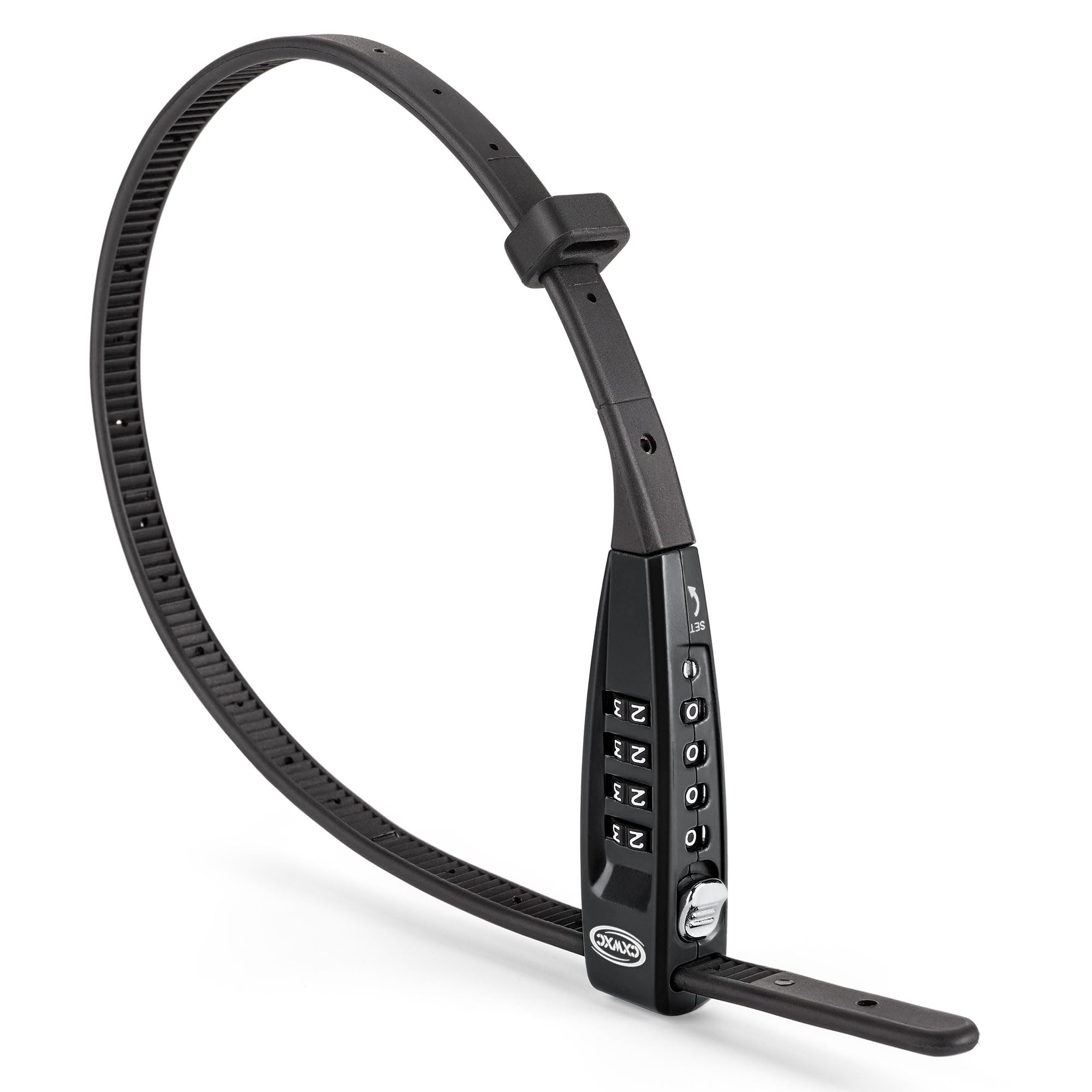 CXWCX Kabelschloss mit Zahlencode | 3-stelliges Fahrradschloss aus Stahl - Kompakt, Verstellbar (45cm) für Ski, Kinderwagen, E-Scooter & Gepäck | Tragbarer Diebstahlschutz (Schwarz)