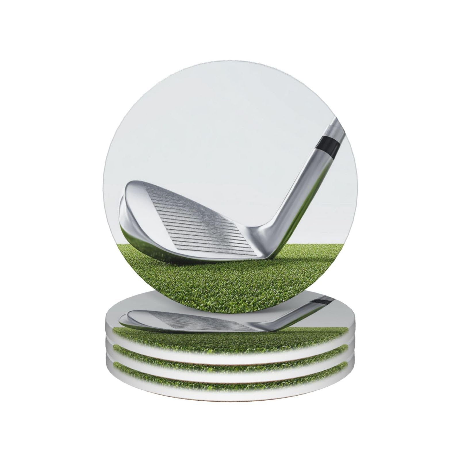 Drink Coasters Set of 4 Ceramic Coaster Golf Club Coasters for Drinks Cups Mugs Mat Pads Absorbent Non-Slip Decorative Cup Coaster for Coffee Table Kitchen Bar Home Decor