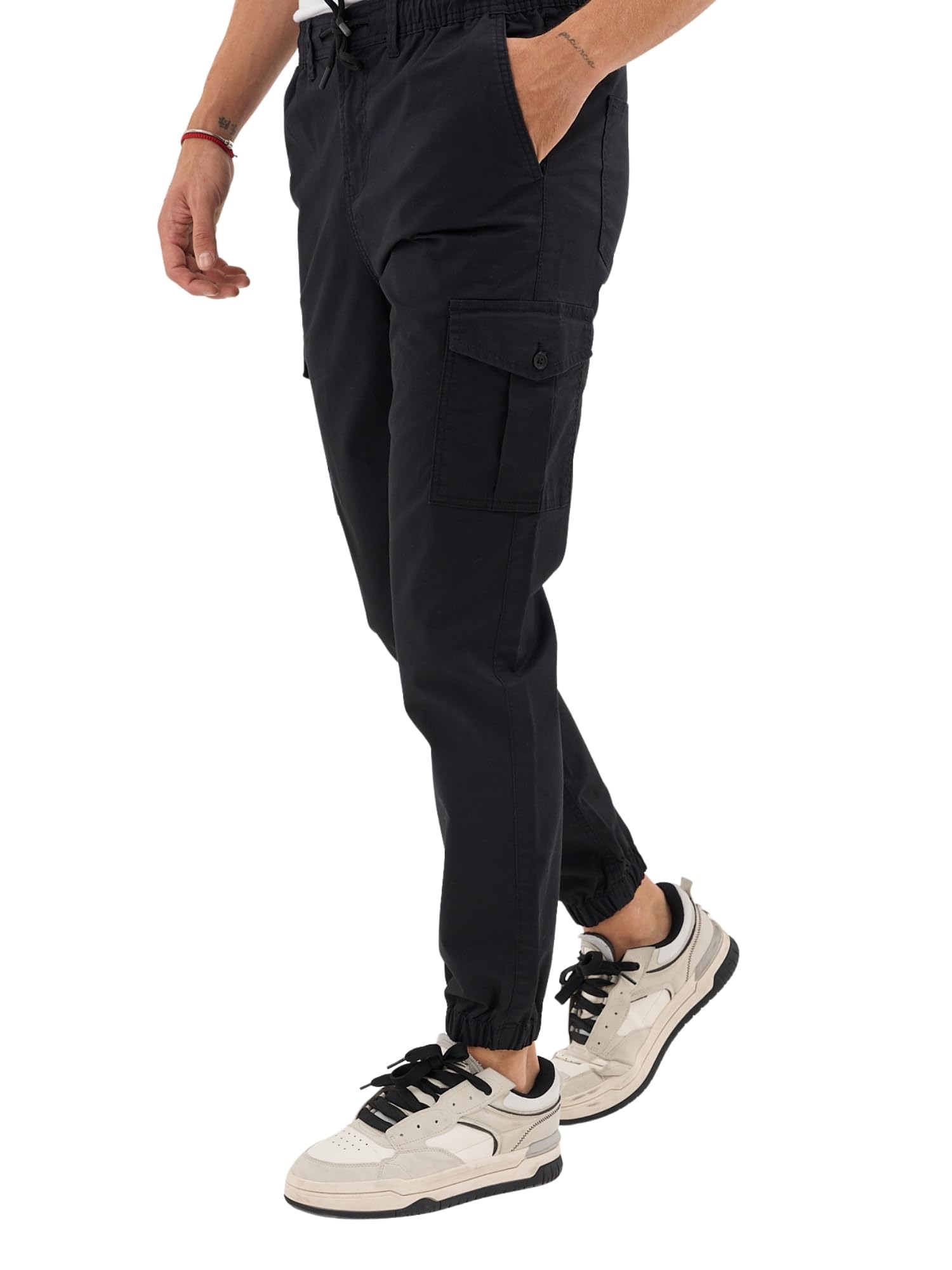 COMEOR Cargohose Herren Stretch Relaxed Fit – Chino Hose Baumwolle Männer Cargo Outdoorhosen, Wanderhose, Baggy Freizeit mit 6 Taschen & Kordelzug