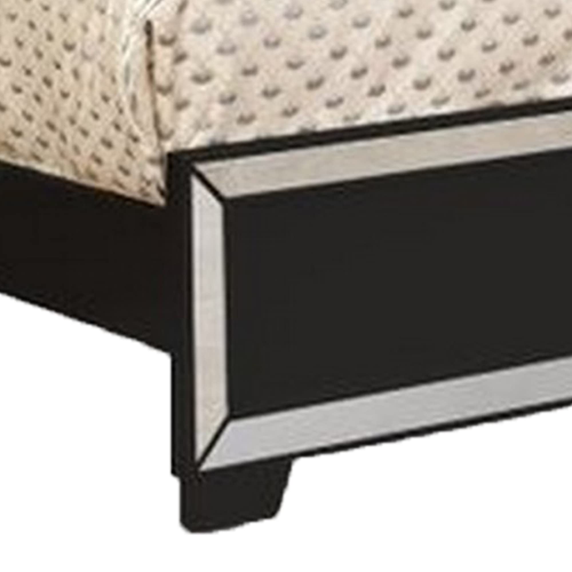 Eli Crystal Tufted Queen Bed With LED Headboard — Mirrored Inlays, Wood Frame, Black Velvet Upholstery - View #5