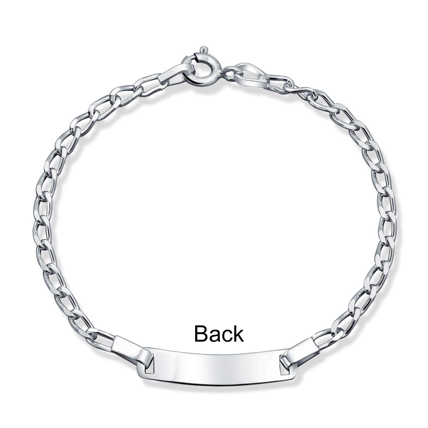 Bling Jewelry Pulsera De Identificación Religiosa Fina Y Personalizada De La Virgen María Delicada Con Cadena Tipo Figaro O Curb Cuban En Plata Esterlina .925 Para Muñeca Pequeña De 6,7 Pulgadas