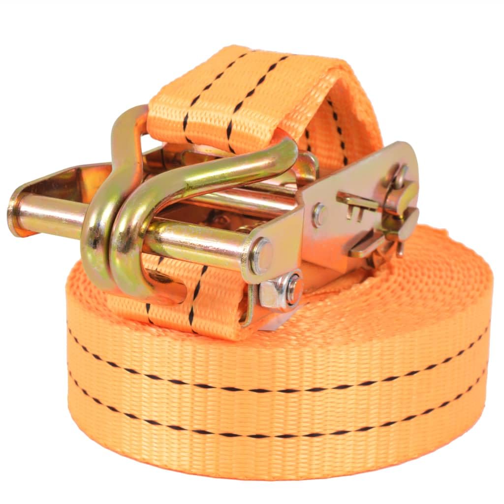 Cinghie di fissaggio a cricchetto, 4 pezzi, 1 tonnellata, 6 m x 38 mm, arancione