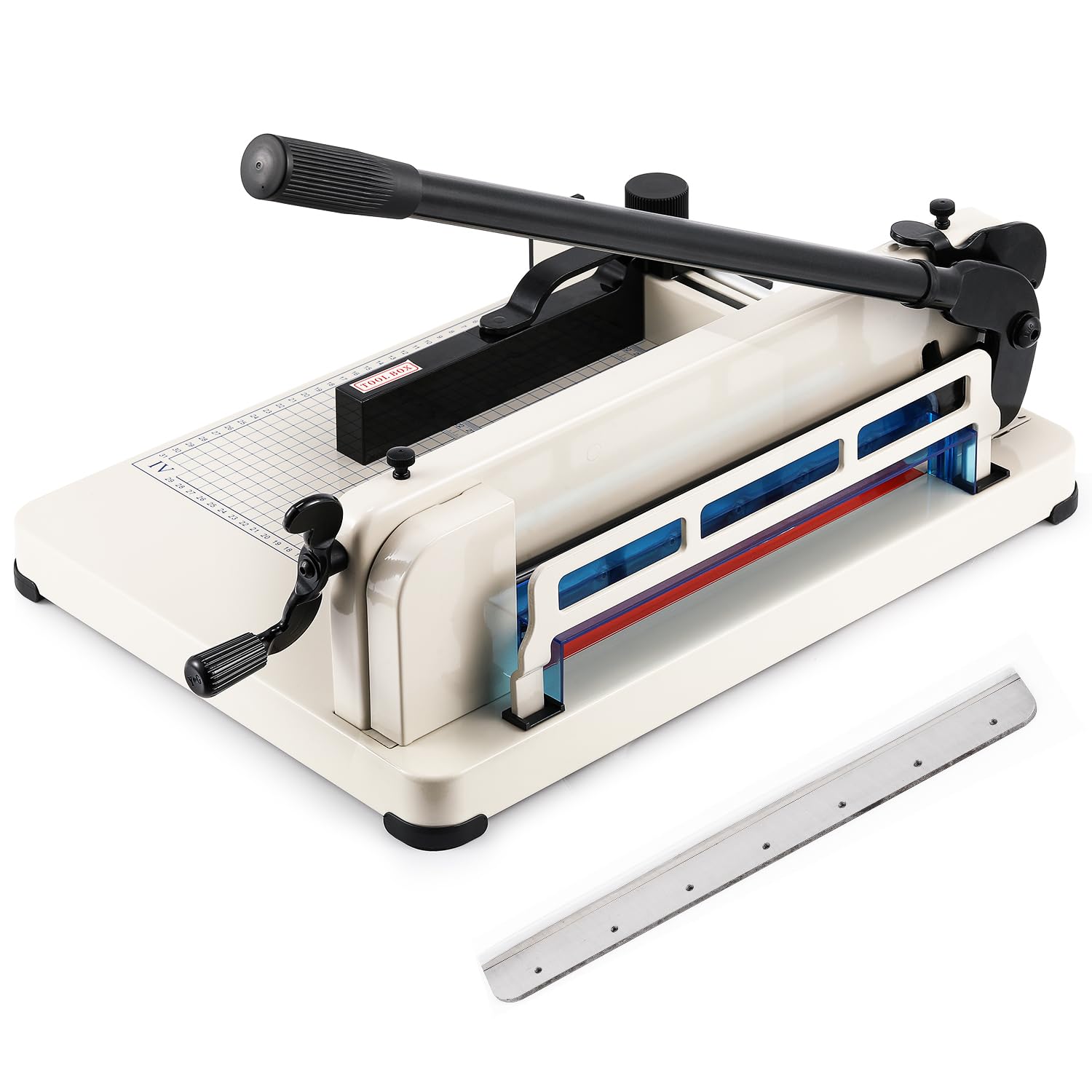 Heavy Duty A4 Paper Cutter 400 Sheet Thickness Cutting Capacity, 12 Inch Stack Guillotine Paper Cutter with 1 Replacement Blade, Stack Trimmer Suitable for Paper Leather Cardboard Nonwoven