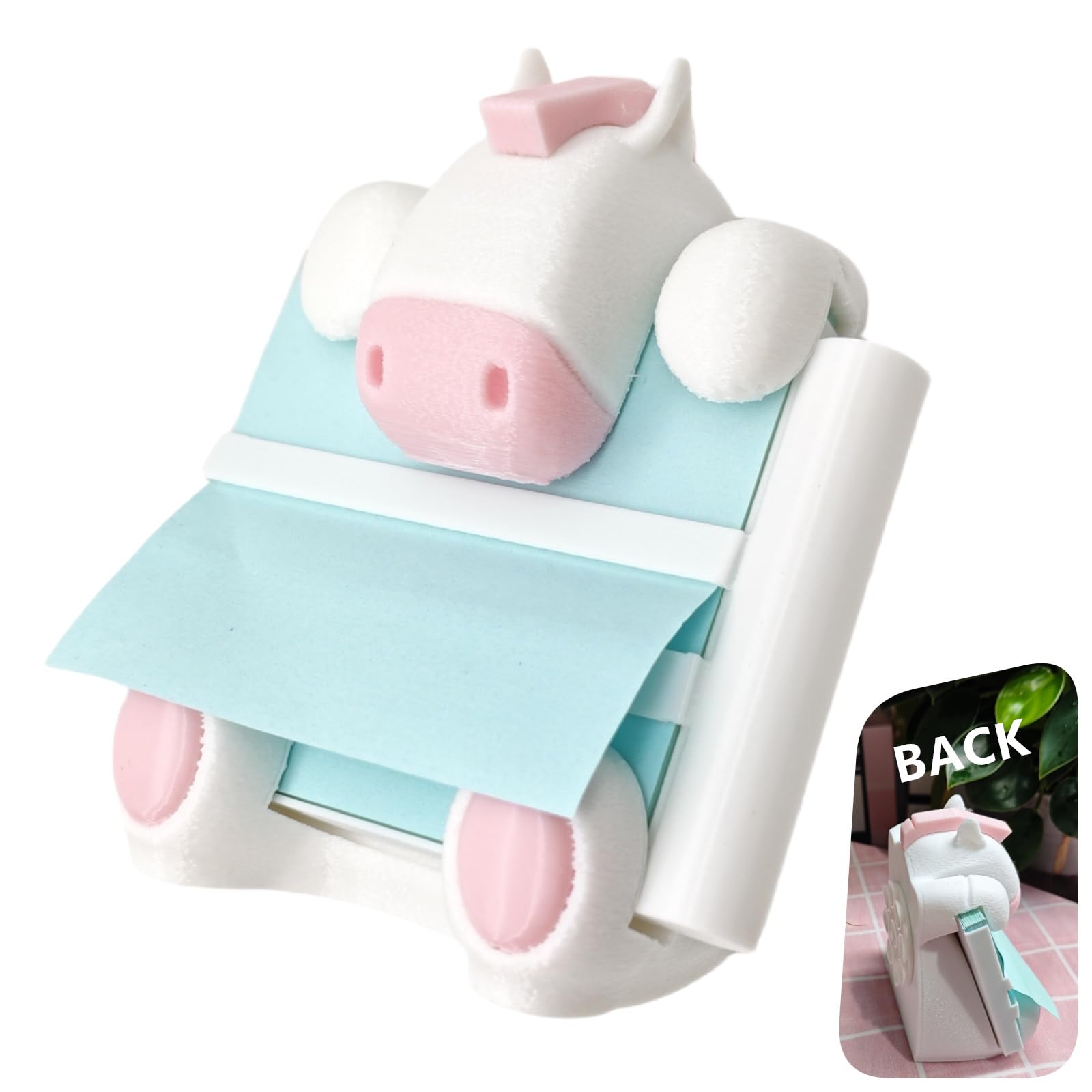 RhyNSky Donkey Sticky Note Holder for Refrigerator Suction Sticky Note Dispenser Cute with Pen Holder, 3x3 in, White, C03