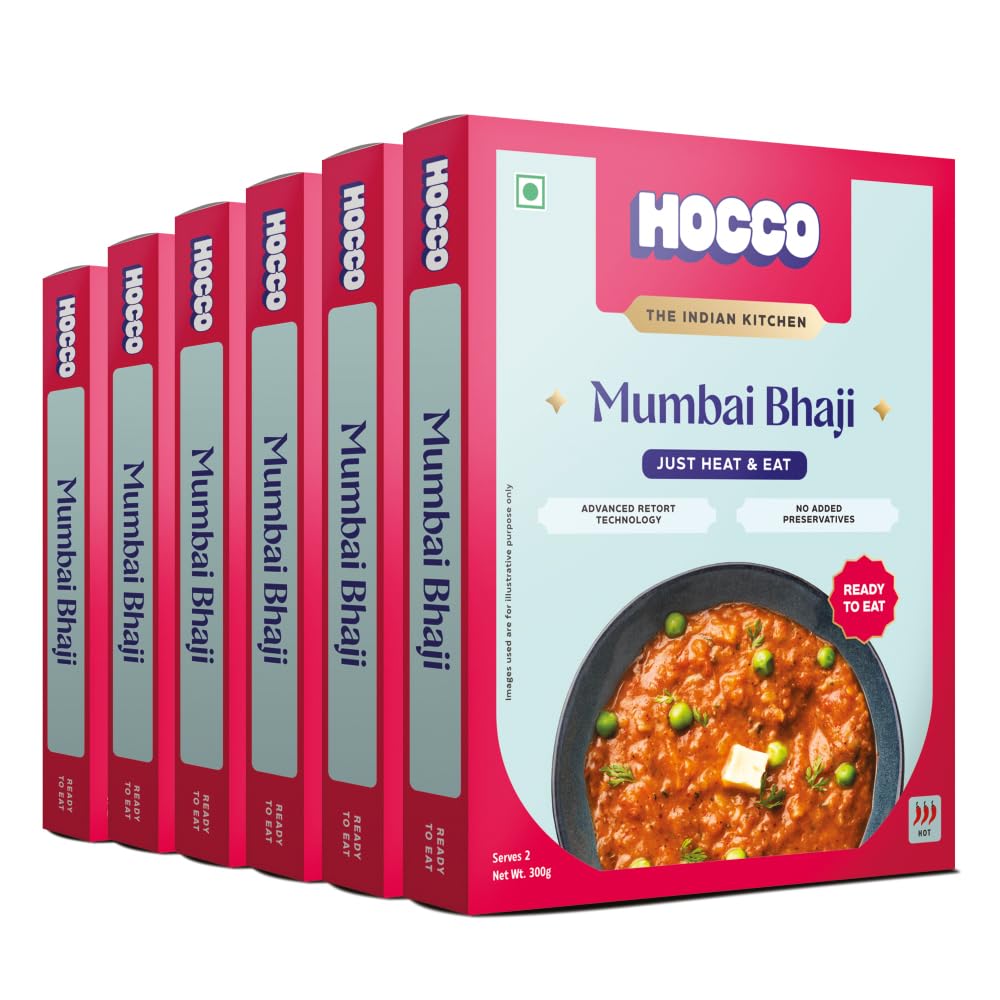 HOCCO Mumbai Bhaji Ready to Eat | Just Heat & Eat | Pure Vegetarian | No Added Preservative & Colours | Meal Ready in 5 Minutes | Microwaveable_Serves 2 (300gm) Pack of 6 (B0C7ZQFTVQ) Amazon Price History, Amazon Price Tracker