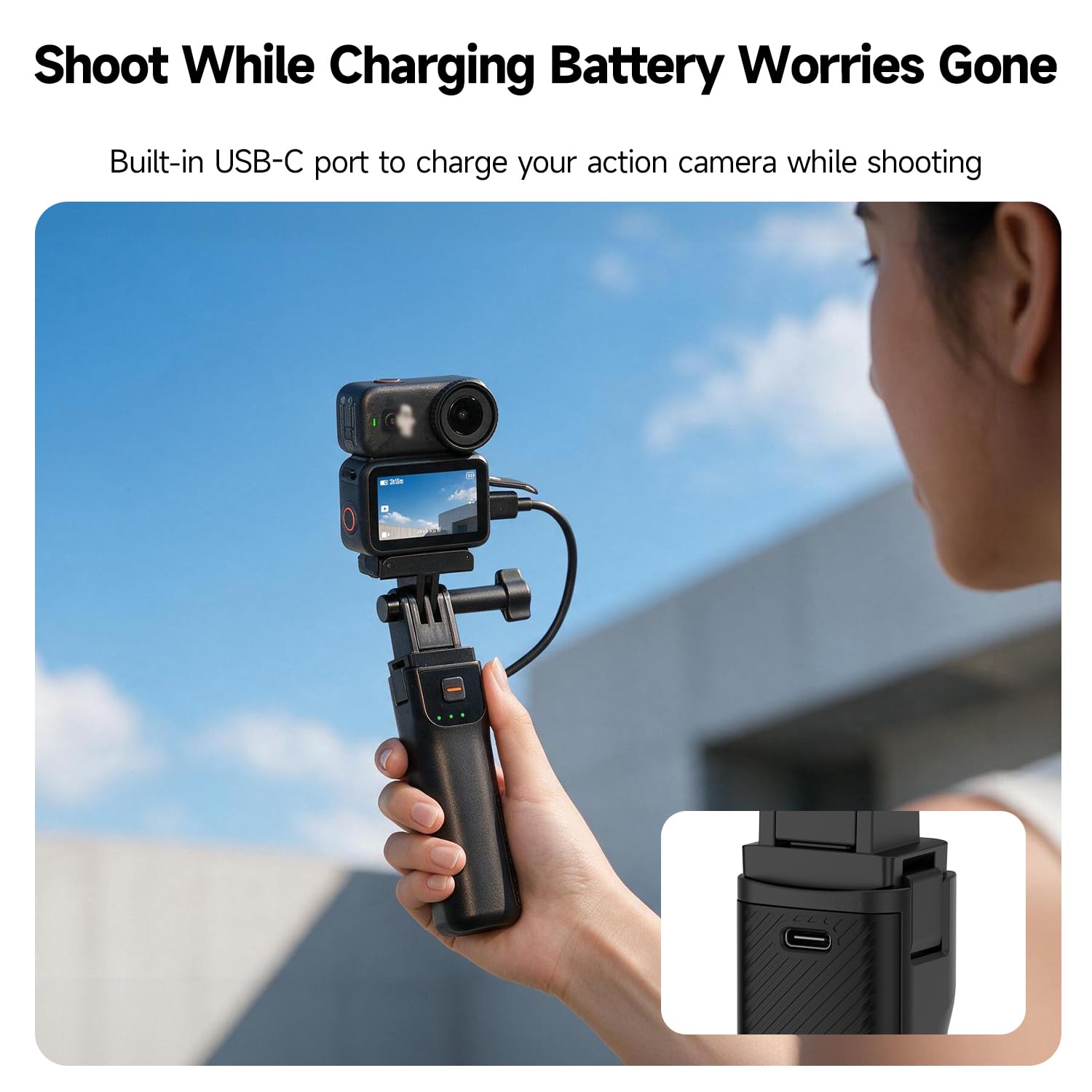 Impugnatura batteria per DJI Osmo Action 6/5 Pro/4/3/Osmo 360/Osmo Nano Camera
