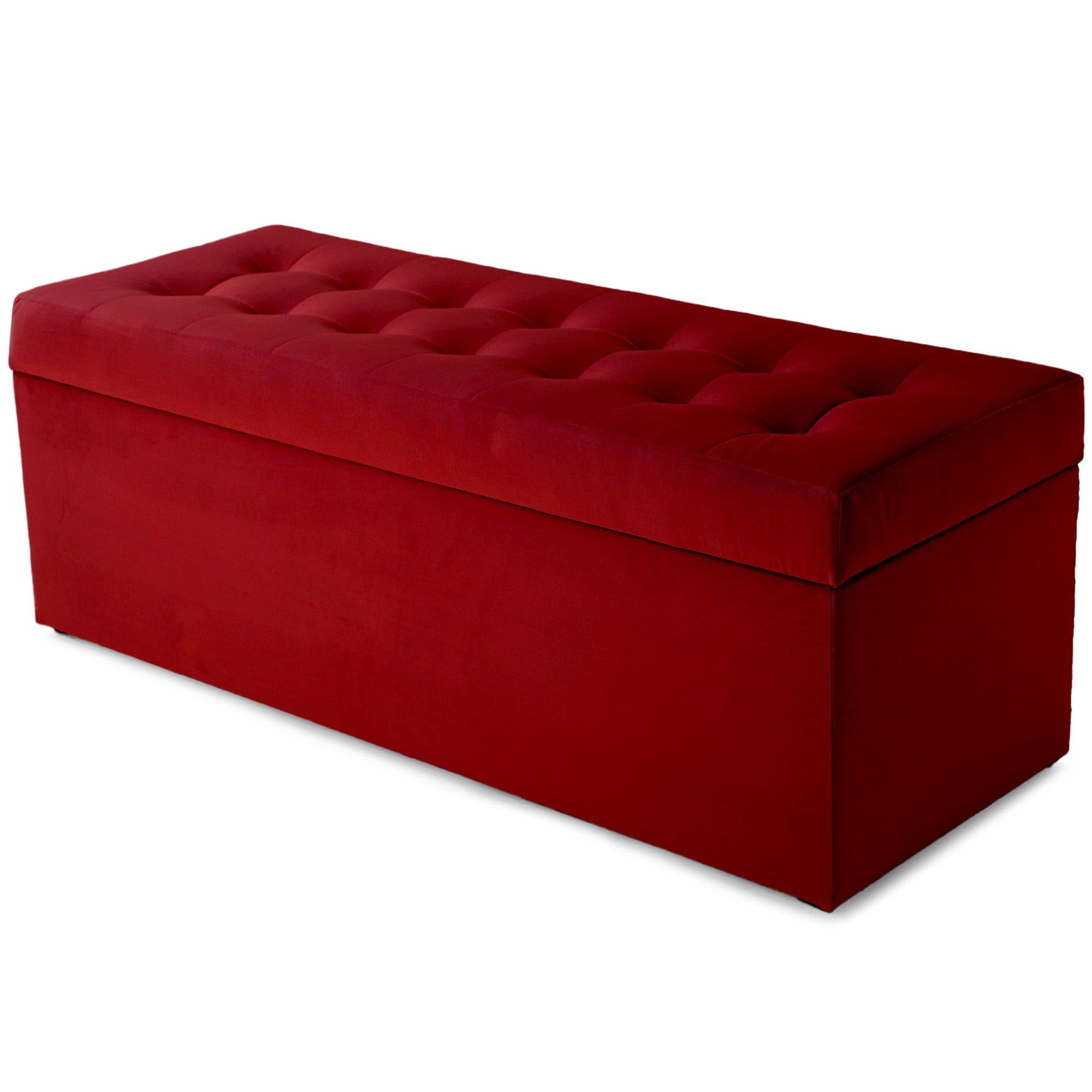 MG Design Polsterhocker 45 x 120 cm Rot mit großem Stauraum (ca. 140 L), bis 300 kg belastbar, weich mit dezentem Schimmer, pflegeleicht – Wohnbereich, Schlafraum & Flur