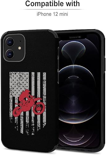 Miniatura 2 de USA Flag Motocross Dirtbike Phone Case Compatible with iPhone 1212 Mini 12 Pro12 Pro Max Microfiber Protective Case Funny Print