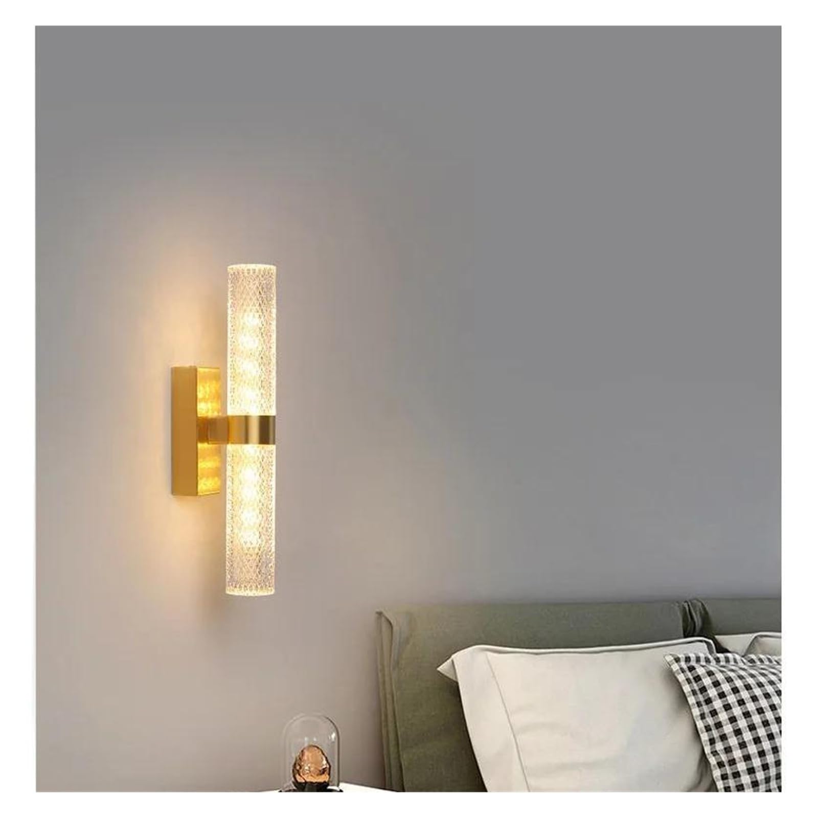 ZTCHSENZT Wall Sconces, Minimalist Copper Crystal Wall Lamp Modern Living Room Background Luxury Villa Hotel Corridor Led Aisle Lighting,Gold-33cm
