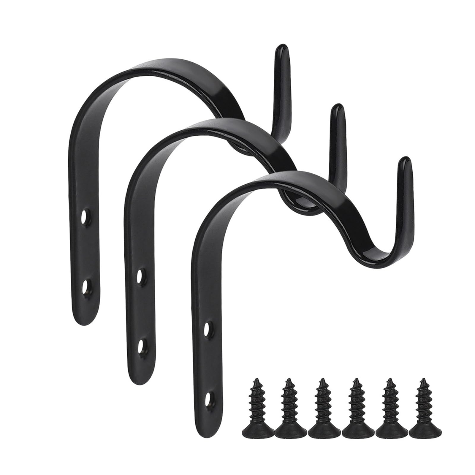 FJQFHH Gutter Hooks Shape, Outdoor Light Hook Iron Black Hanger With Screws(3pc)
