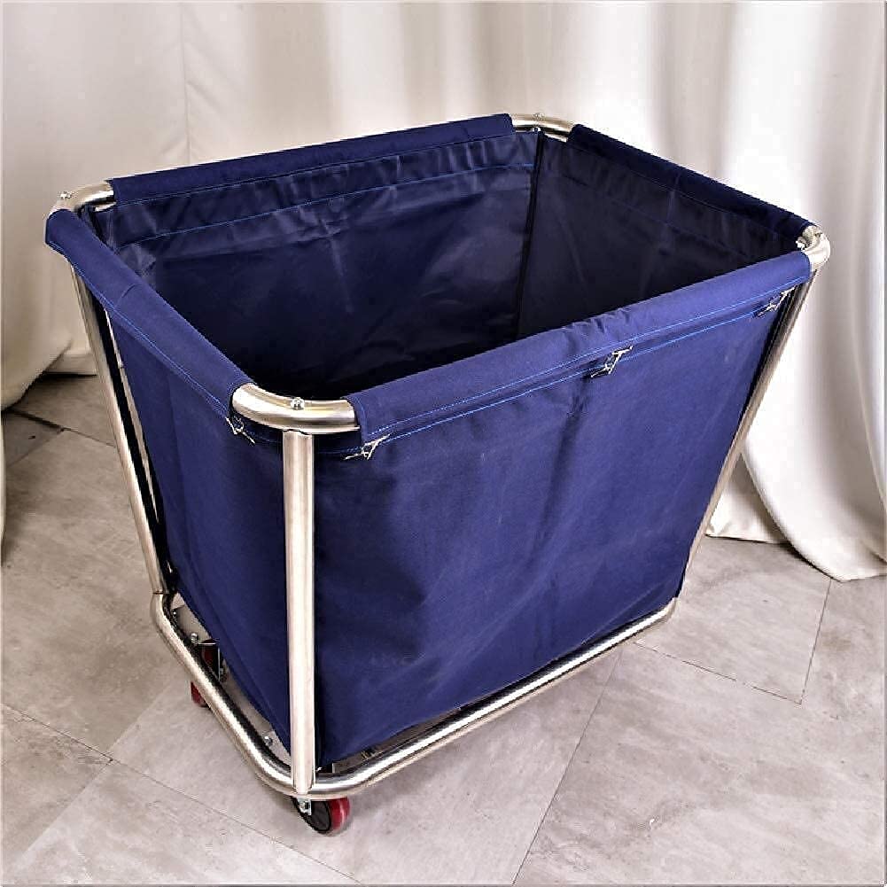 DFEDHF Laundry Basket Laundry Sorting Trolley with Bag Commercial Rolling Laundry Basket with Muted Wheels Stainless Steel Frame Max Load 200Kg Useful, Blue(Blue)