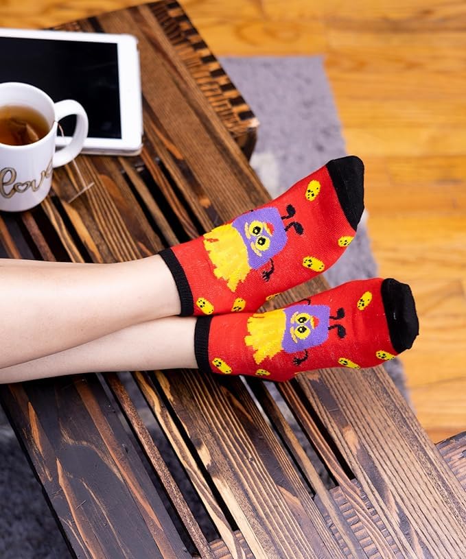 Image of Tipi Toe Womens 6 Pack Colorful Patterned Wild & Playful Patterned Socks Ankle /Low Cut Socks