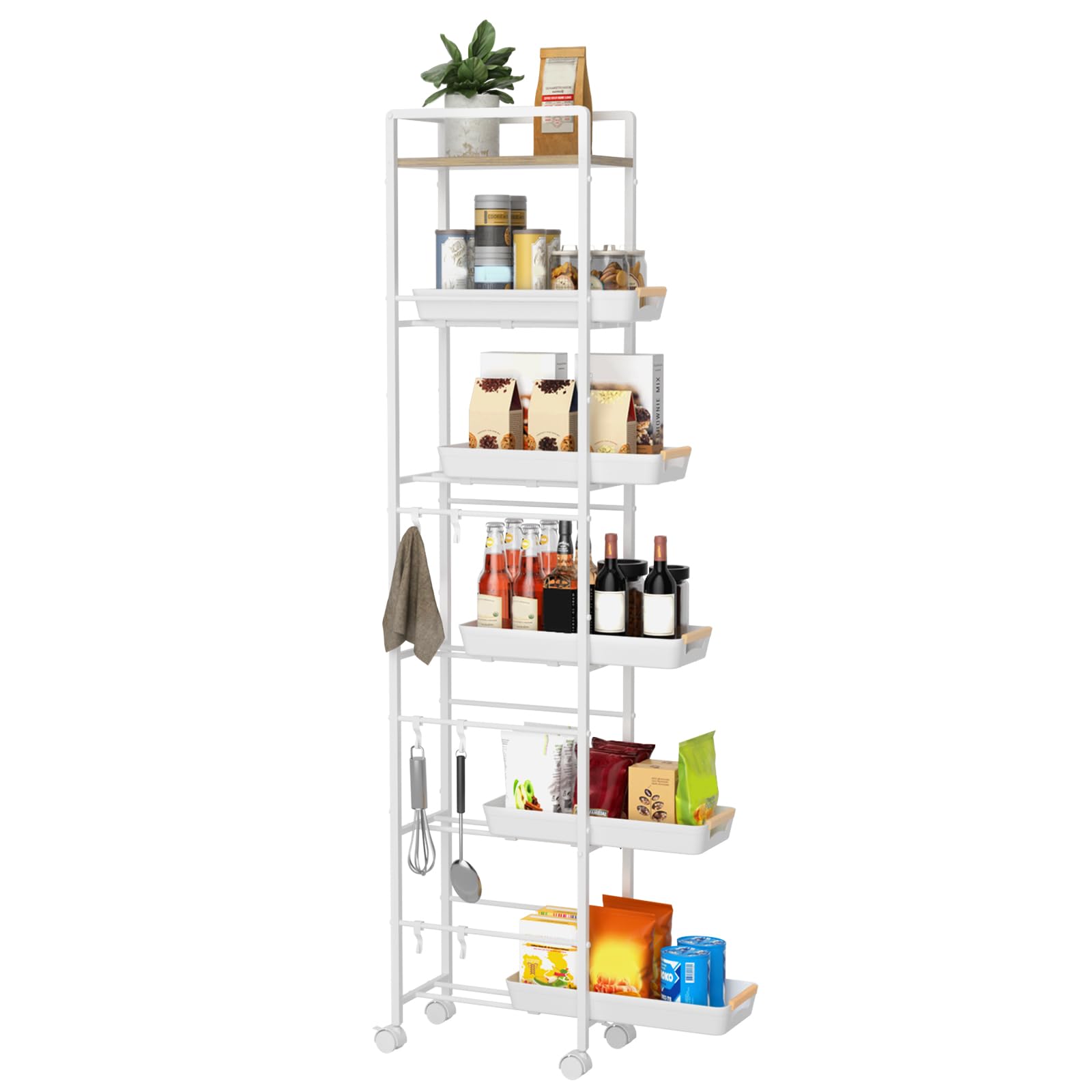 Six-Tier Rolling Storage Cart with Baskets