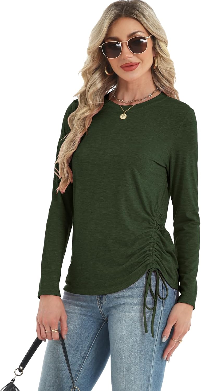 Womens Long Sleeve Shirts Crewneck Tops Loose Fit Stretch Casual Workout Basic Fall T-Shirts 2025 - Image 3