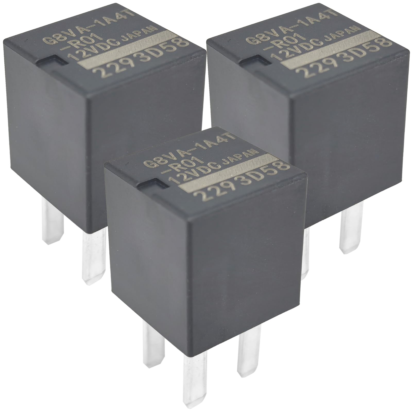 3-Pack G8VA-1A4T-R01 Relay Kit - 12V 20A 4-Pin SPST Automotive Power Relay - Compatible with Select Ford Trucks (F-150, Super Duty) & Harley-Davidson