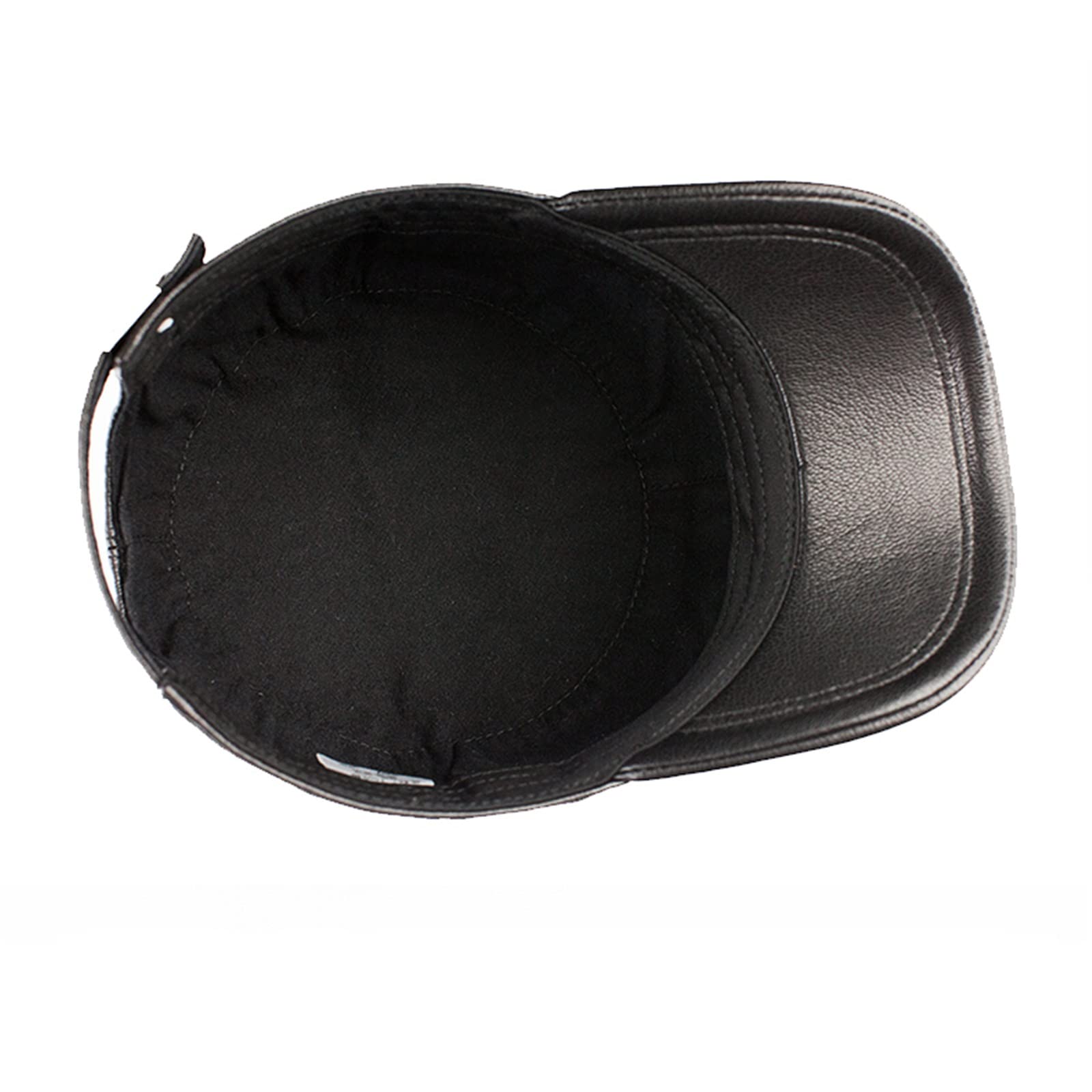 ZYC Męski kapelusz baseballowy jesień i zima na zewnątrz PU Leather Bluszcz Cap Klasyczny Golf Płaska Kapelusz Wojskowy Kapelusz Jazdy Kapelusz Wędkarski,Black,XL (57 58cm)