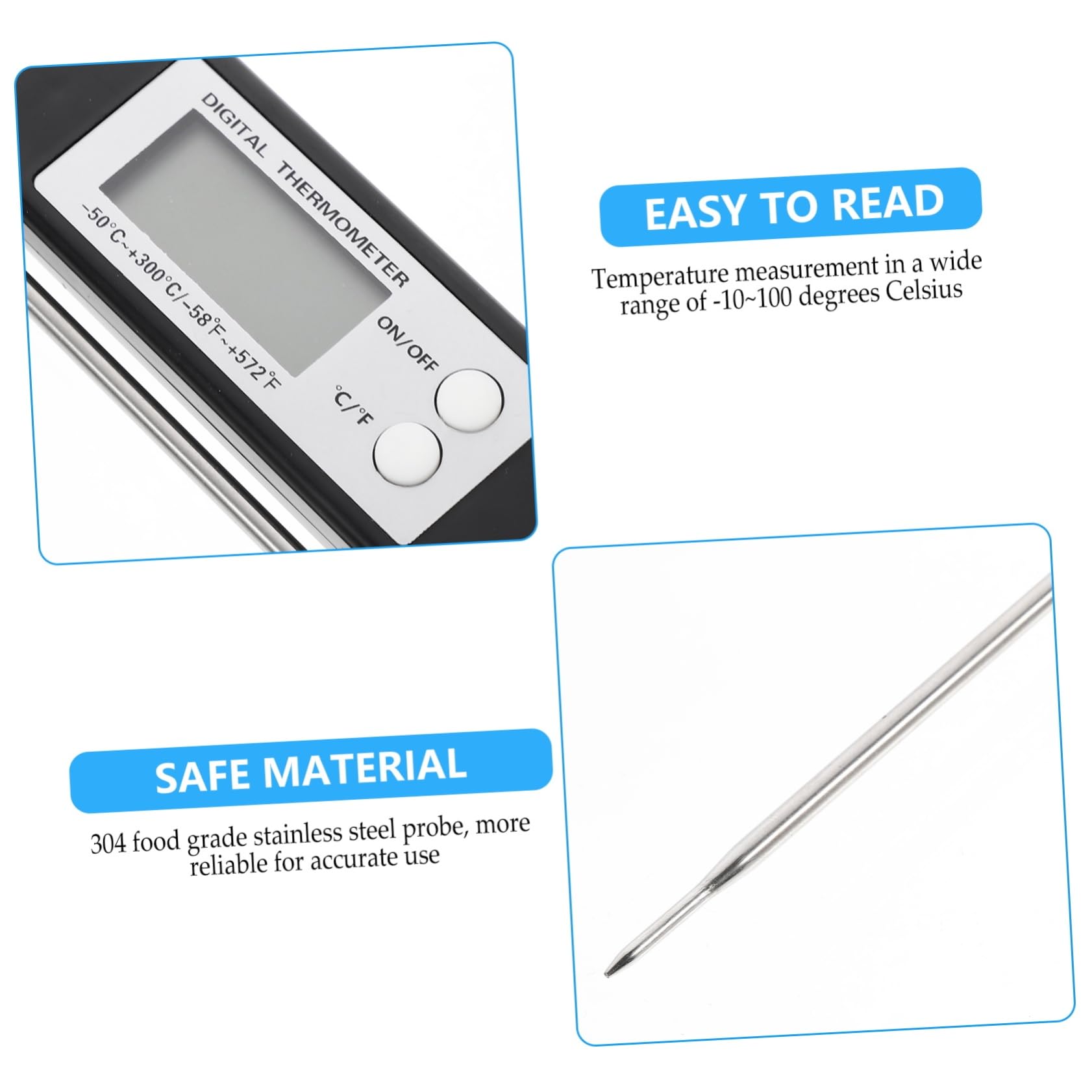TOPBATHY 3pièces Thermomètre Numérique Inoxydable Pour Viande Et Cuisine Mesure Rapide Secondes Pour Bbq Camping Et Cuisine Domestique