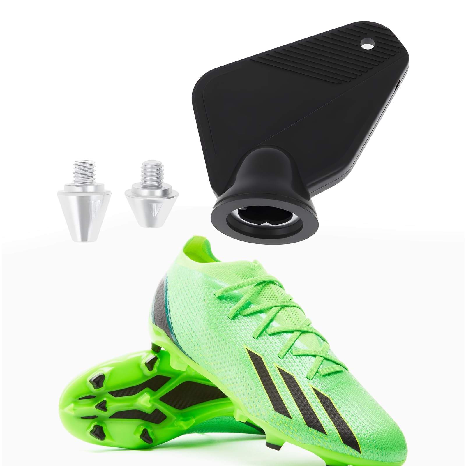 Lot de 12 Crampons de Football en Aluminium Argenté M6 (4 Pièces 14 Mm Et 8 Pièces de 10 Mm) avec Clé Compatible avec Adidas.
