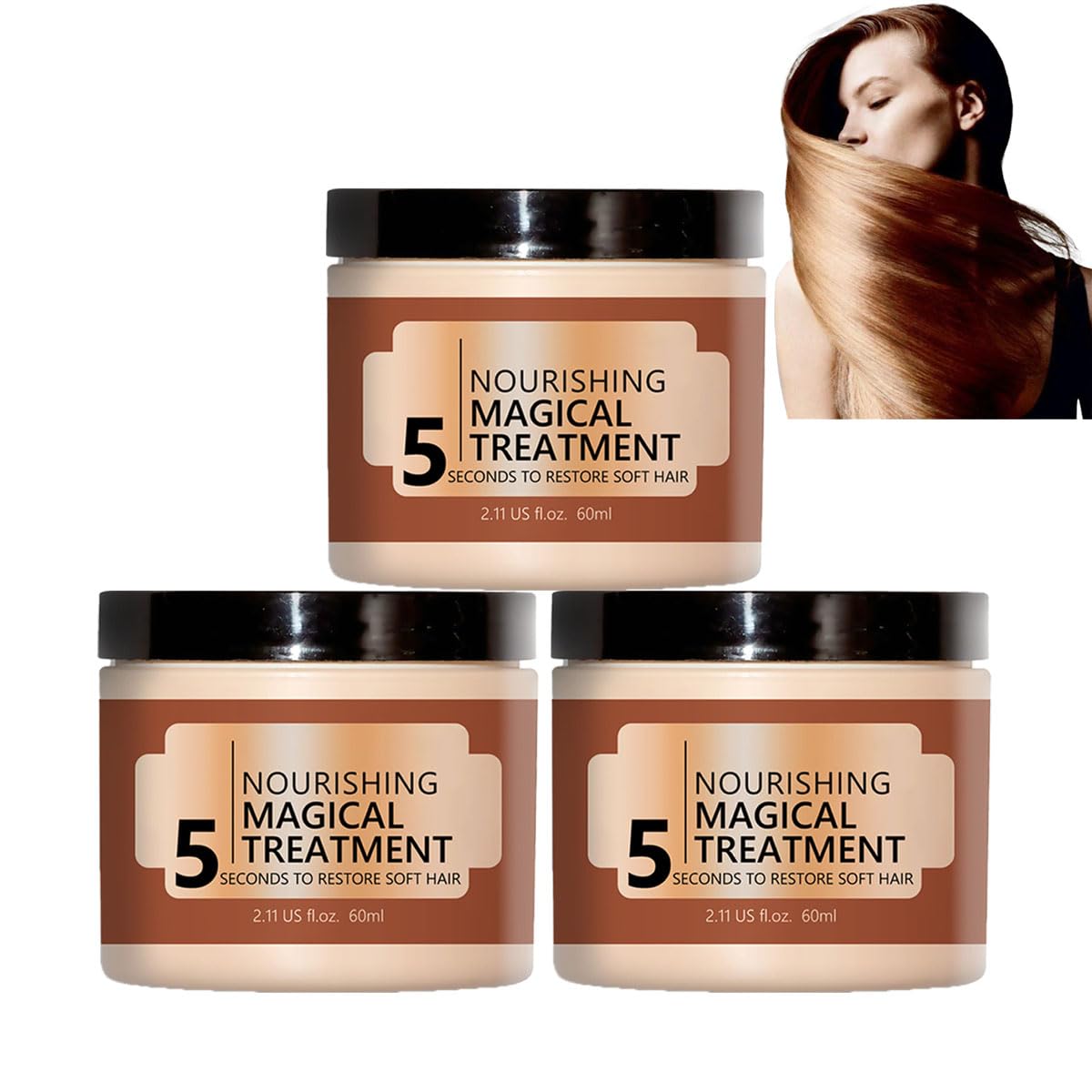 Nourishing Magical Treatment Hair Mask, Hair Mask for Damaged Hair, Deep Conditioning Hair Mask, Nourishing Hair Mask, Restore Soft Hair (3pcs)