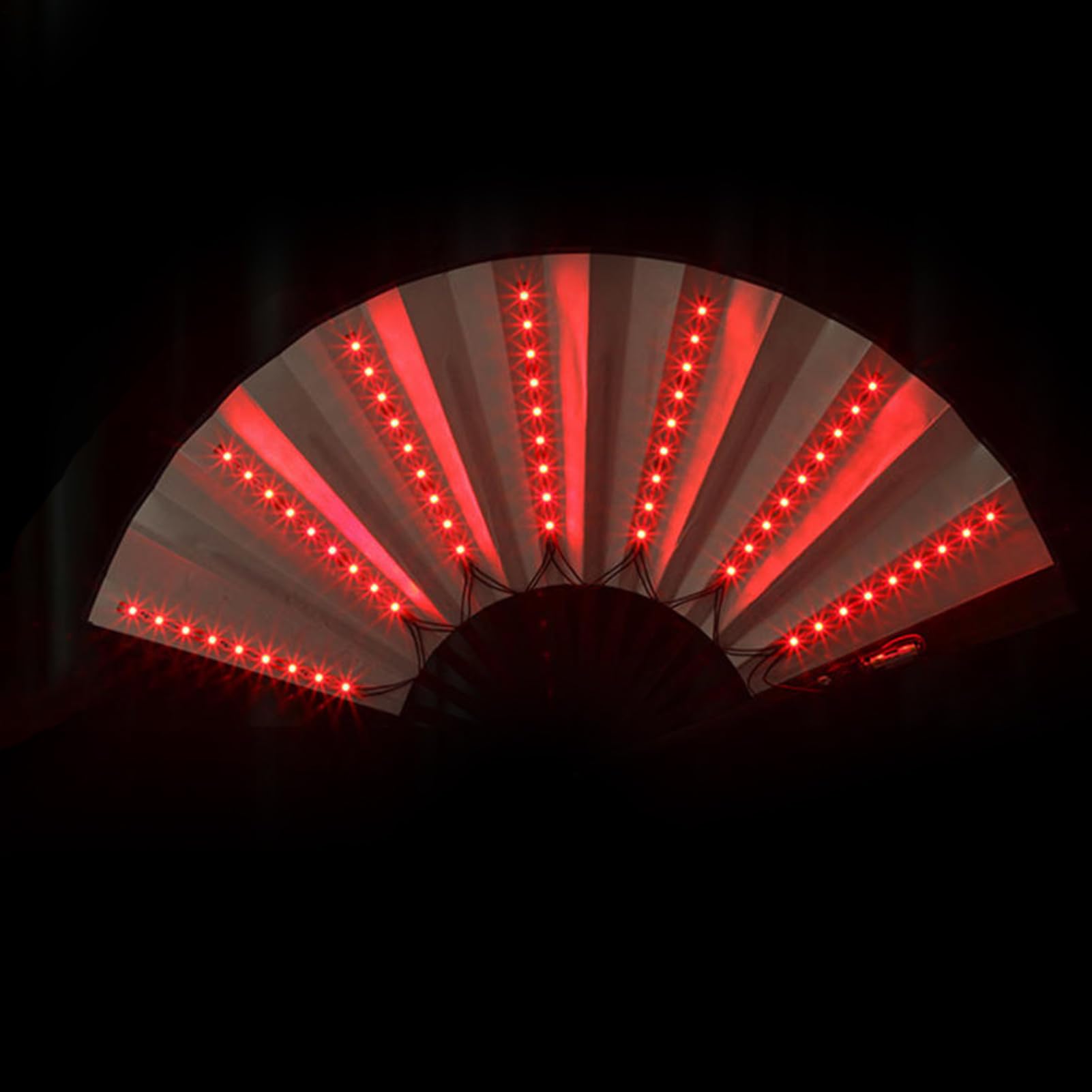 Rianpesn Red Folding Light Up Fan - Led Fan,Stage Performance Show Light Up Fan Wedding Night Bar Club Fluorescent Props