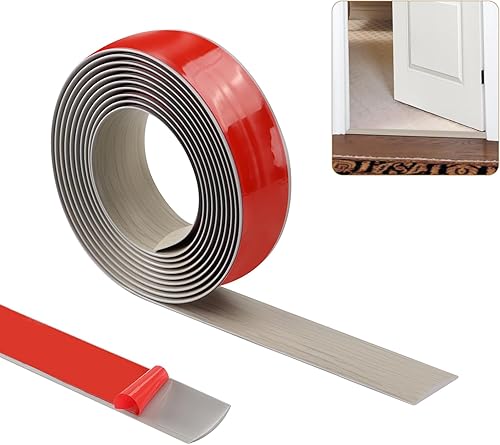 Tira de umbral de 157.5 in x 1.6 in, tiras de transición de piso, tira divisora de puerta de piso autoadhesiva, perfil laminado plano para borde de