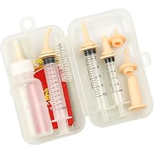 Newborn Puppy Kitten Feeding Kit, Pet Nursing Bottle Feeder Set with Syringes 5/10/12ml, Nipples, Cleaning Brush, Measuring Cup, Complete Nursing Supplies for Small Animals, Puppies, Kittens, Rabbits, Squirrels