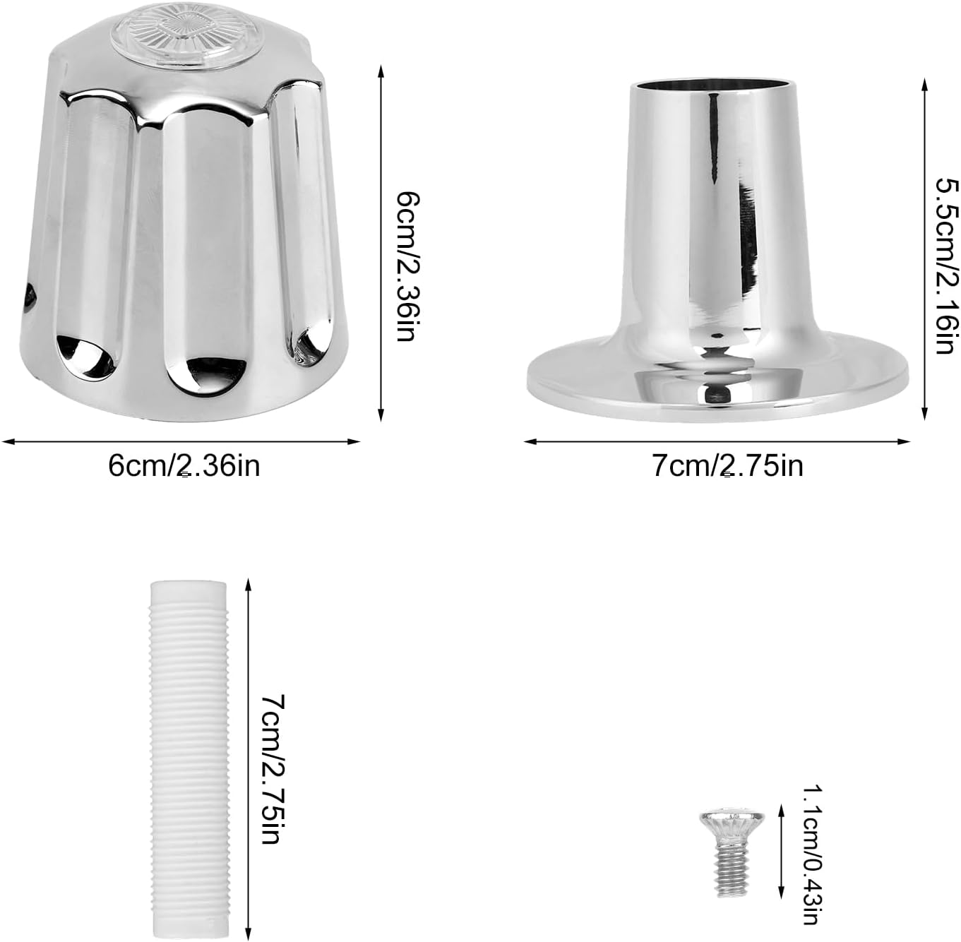 Penitue 2pcs Shower Knobs Replacement Kit, Octagonal Style Tub Shower Knobs Include Base Connectors & Screws Bathtub Faucet Handle Remodel Trim Kit Compatible with Pfister Verve (Silver)
