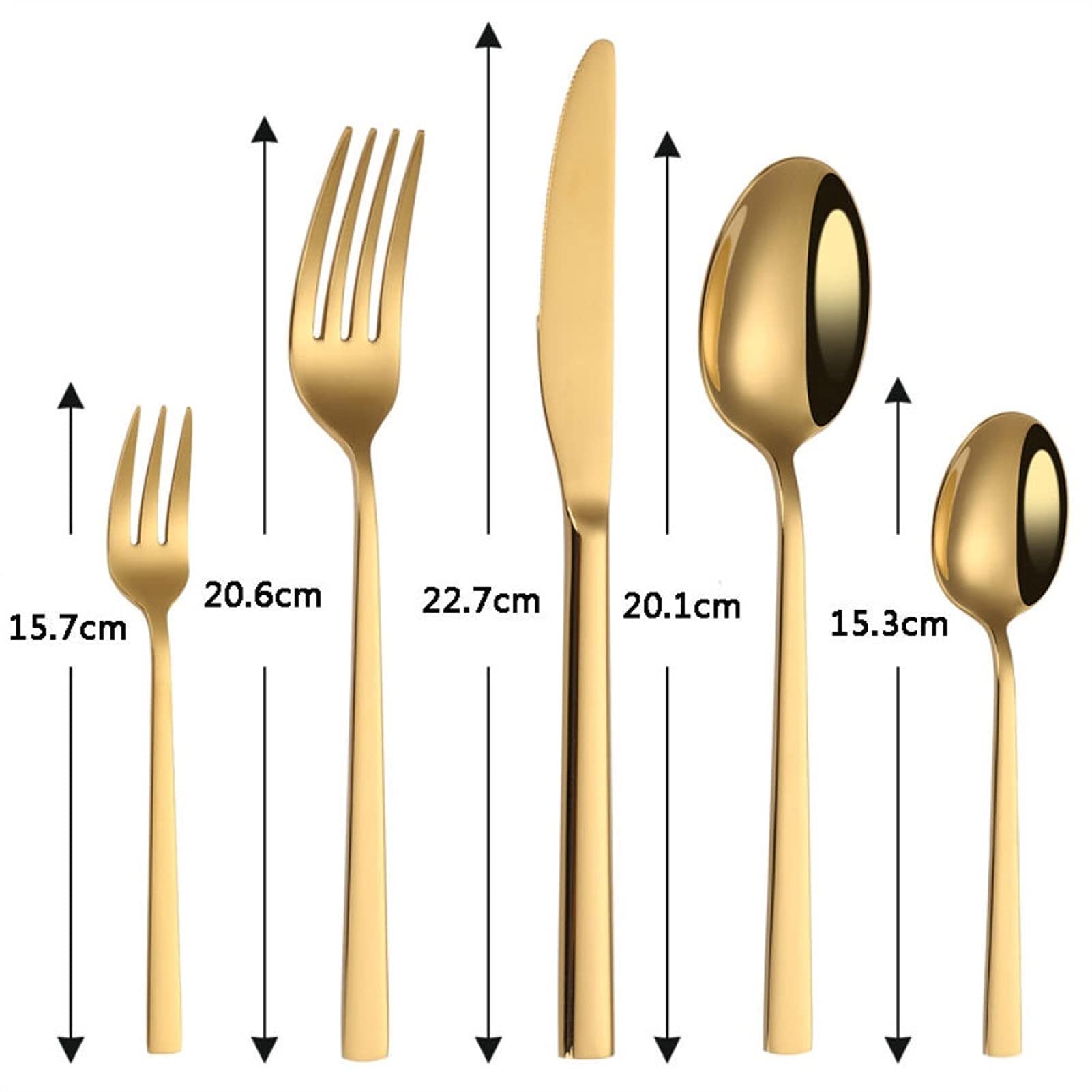 Juego de cubiertos de 24 piezas Juego de cubiertos de mesa de acero inoxidable 304 Cubiertos de oro Juego de vajilla plateada Cena Cuchara Cuchillo Tenedor Juego de vajilla de cocina Acero inoxidable