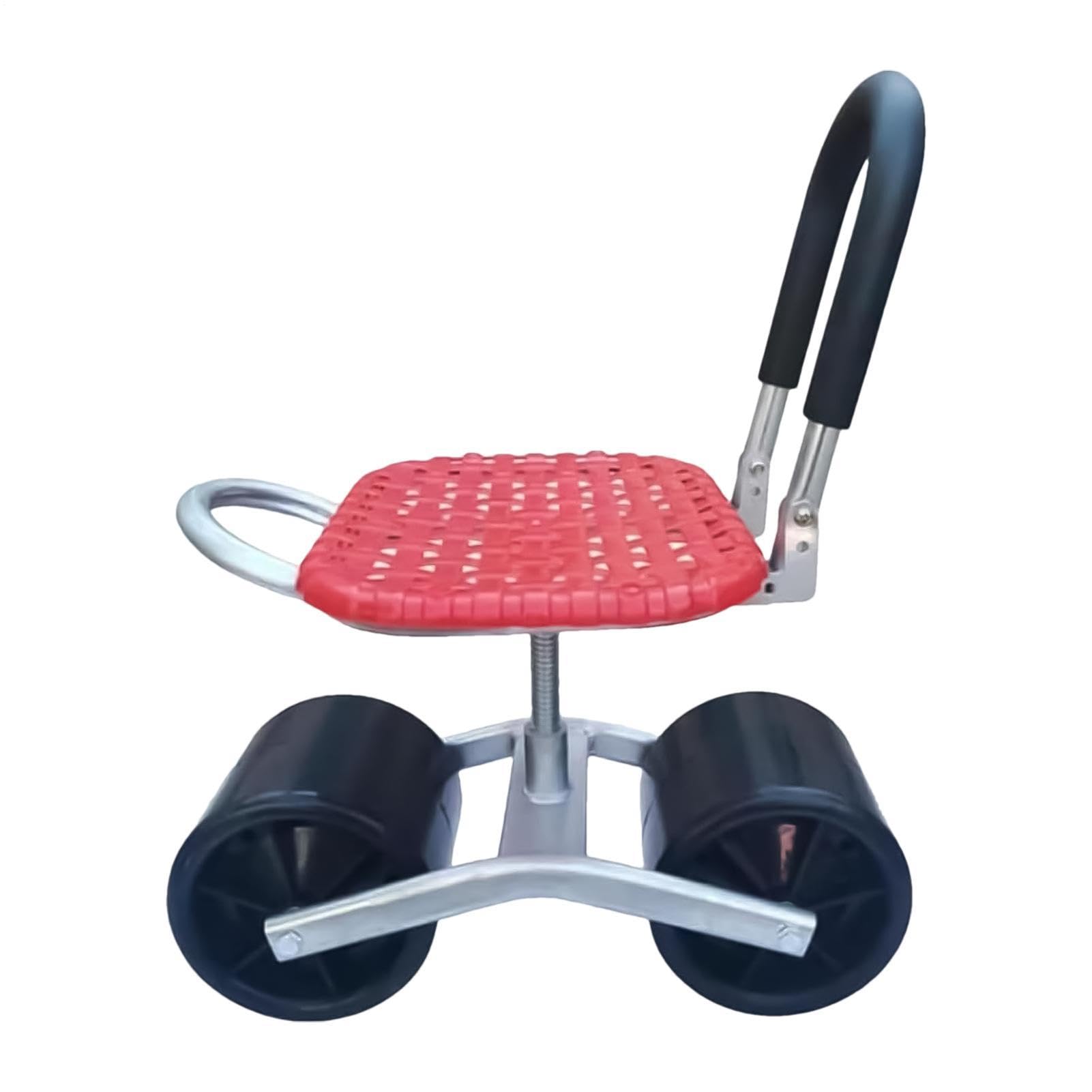 Sgabello da Giardino con Ruote Girevole 360 Gradi in Metallo Pieghevole