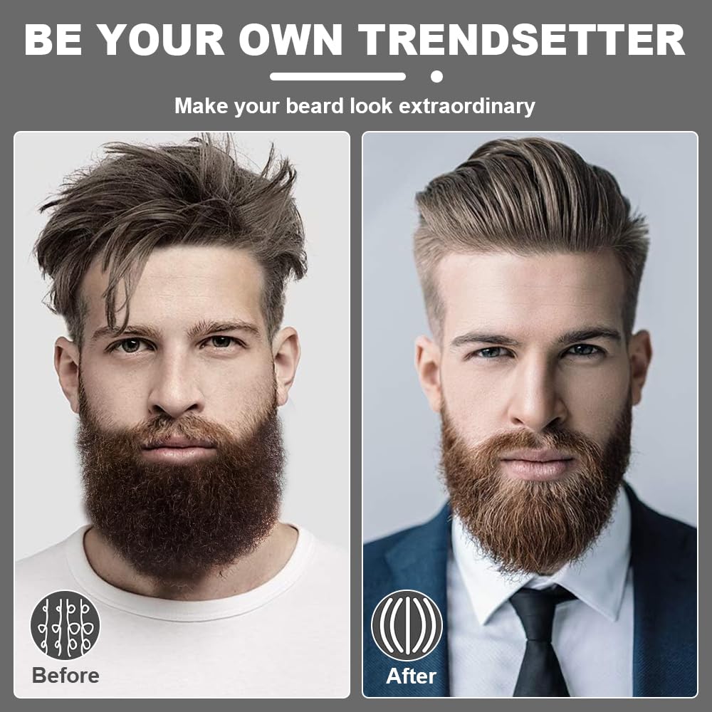 Lisseur Barbe Homme, électrique Brosse Lissante pour Cheveux, Lisseur a Barbe Homme avec 3 Réglages de Température, Chauffage Rapide, Brosse Lissante Ionique pour Stylisation et Soin de Barb