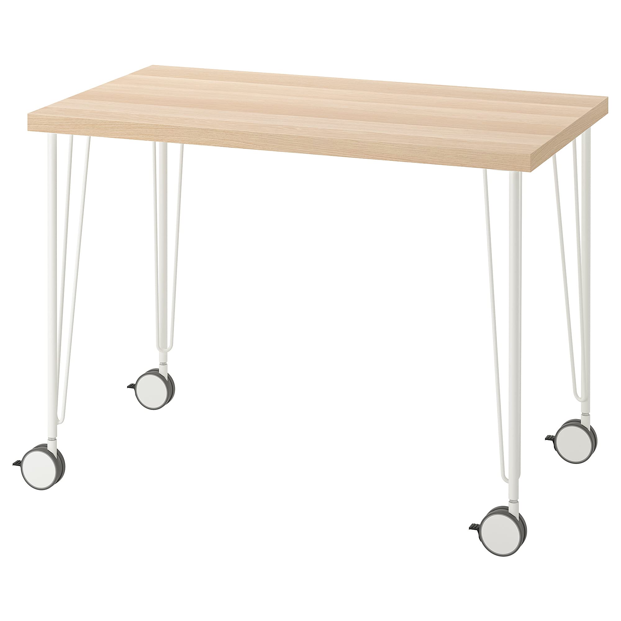 Bureau KRILLE LINNMON 100x60 cm effet chêne teinté blanc idéal télétravail