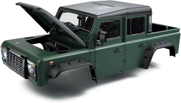 1/10 RC Land Rover Defender Pickup Hard Body Shell Kit-313mm Wheelbase Pickup Body for Axial SCX10 90046 TRX4 CC01 Capra RC Crawler Car Army Green