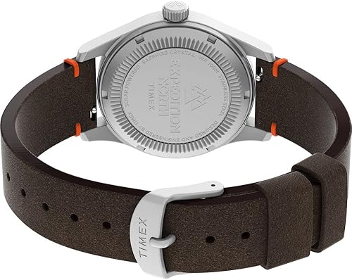 Miniatura 6 de Timex Reloj Expedition North Field Solar de 1.417 in para hombre, correa marrón, esfera negra, caja de acero inoxidable, Marrón, 1.417 in Expedición