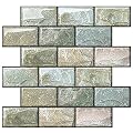 Uoisaiko 10 Sheets Peel and Stick Tile Backsplash for Kitchen Wall Tile, Self Adhesive Brick Backsplash Subway Tiles Backsplash, Stick on Tiles Kitchen Backsplash 10"x10.6"