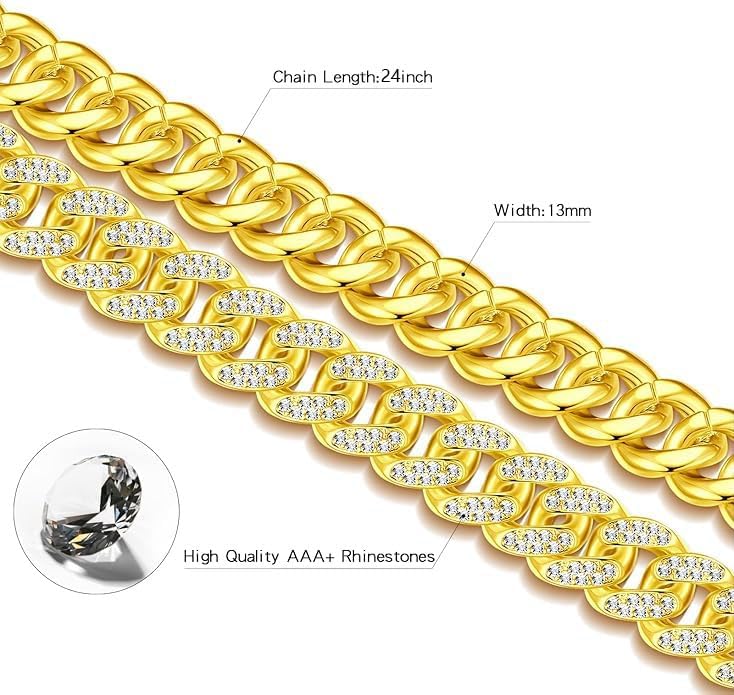 Miami Cuban Link Ice Out Chain for Men Gold Sliver Smiling Face Hip-hop Diamond Pendant Grimace Necklace Bling Mens Jewelry Gift 18-20-22In with Unique Charms - Image 3