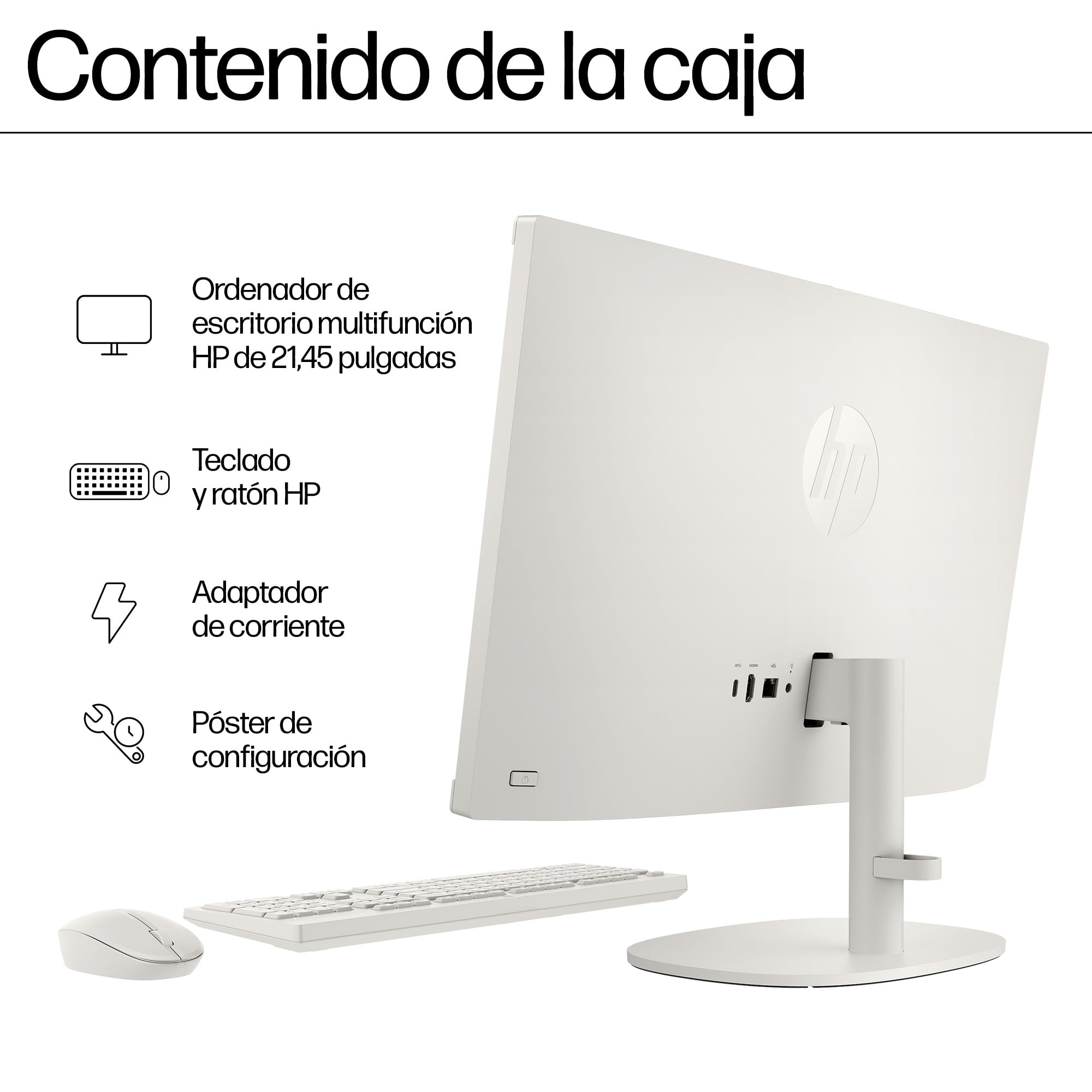 HP All-in-One 22-dg0014ns - Ordenador de 21.5" (Intel N100, 8GB RAM, 256GB SSD, Intel UHD Graphics, Windows) - White - Teclado QWERTY Español — view 8