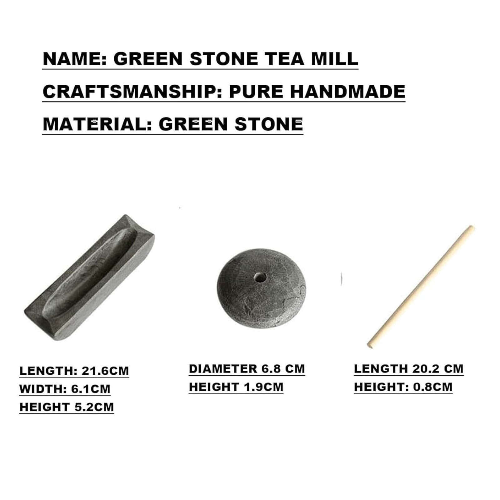 Mortero De Piedra Azul De 20 Cm, Con Mango De Madera Maciza, Fácil De Limpiar, Fabricado En Piedra Natural, Ideal Para La Producción De Té Matcha En Polvo, Tortas De Té Y Molienda De Granos De