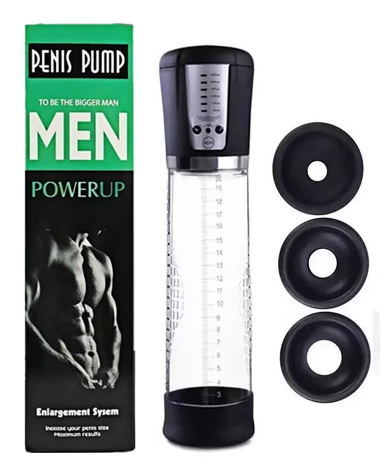 Men's Growth Pump with Strong Suction Vacuum Pump with ED Screen Powerful Electric Vacuum Pump Inch Adjustable Men's Underwear Set Training Tools to Be a Bigger Men y102589