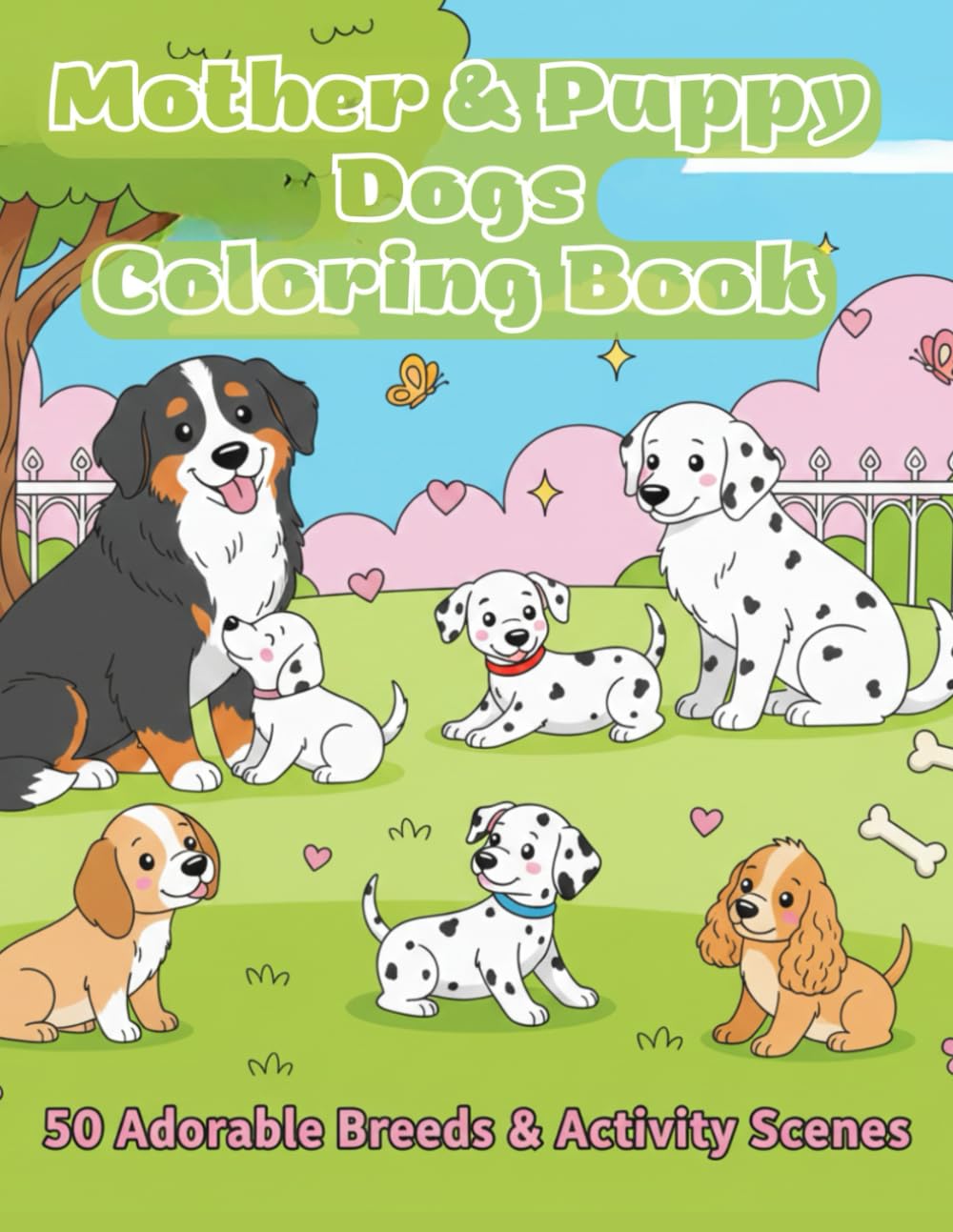 Mother & Puppy Dogs Coloring Book: 50 Adorable Breeds & Heartwarming Scenes for Dog Lovers of All Ages