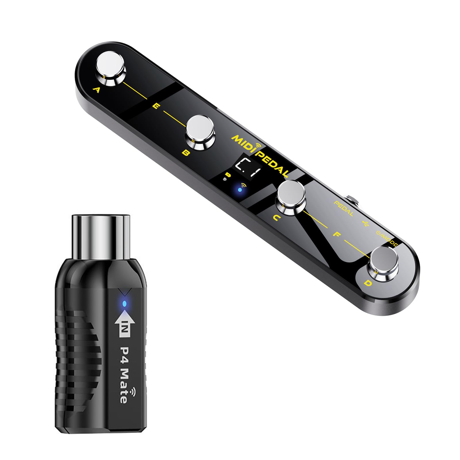 Tsophreniq Receiver Equipped Controller Pedal Operations Presets Seamless DAWs Integration ABS Texture for Music Foot Pedal Controller with Receiver Programmable ABS Design for DAWs Live